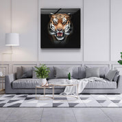 Tiger's Gaze | Glass Wall Art - Artdesigna