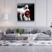 ・"Red Lips"・Glass Wall Art - ArtDesigna Glass Printing Wall Art