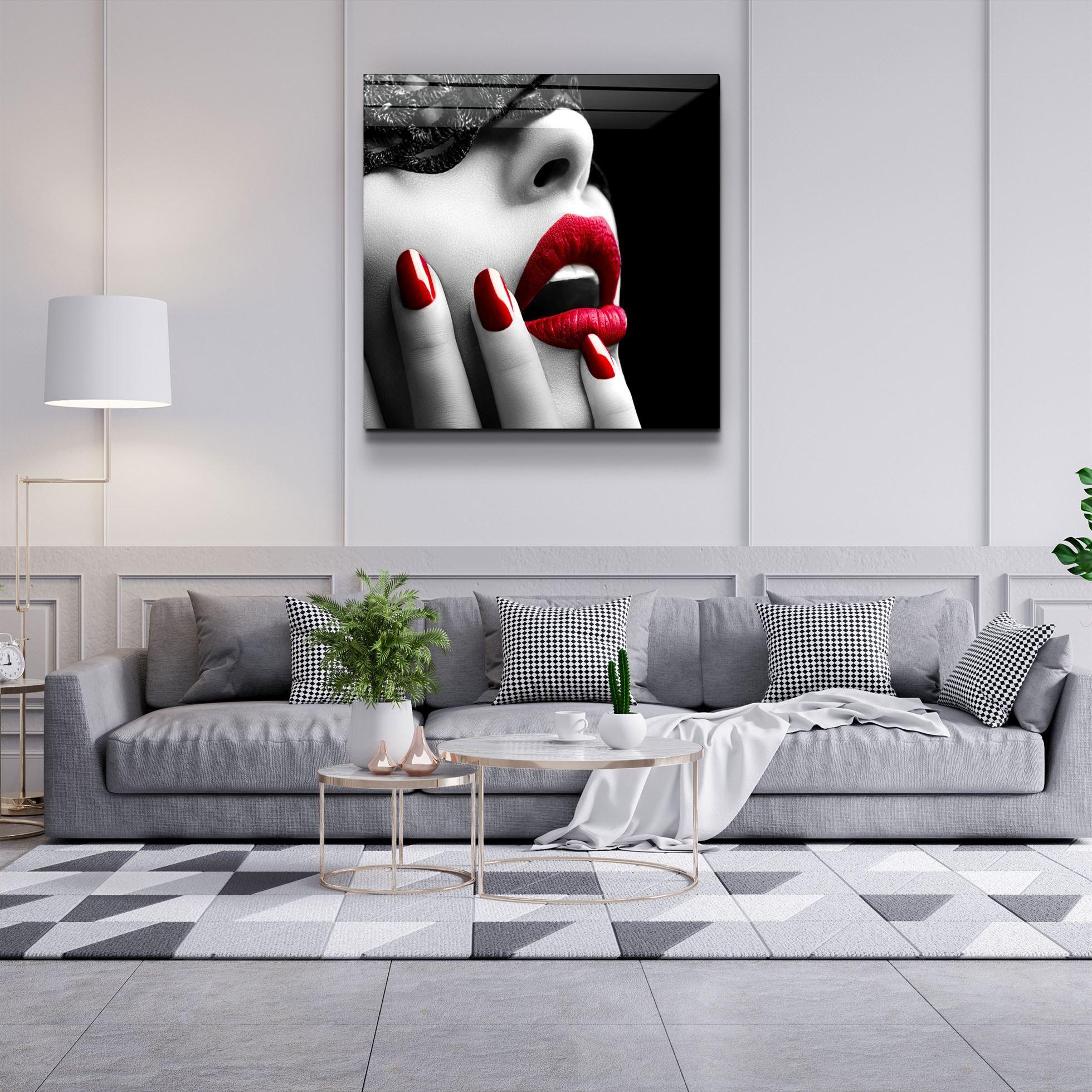 ・"Red Lips"・Glass Wall Art - ArtDesigna Glass Printing Wall Art