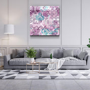 ・"Purple Damask"・Glass Wall Art - ArtDesigna Glass Printing Wall Art