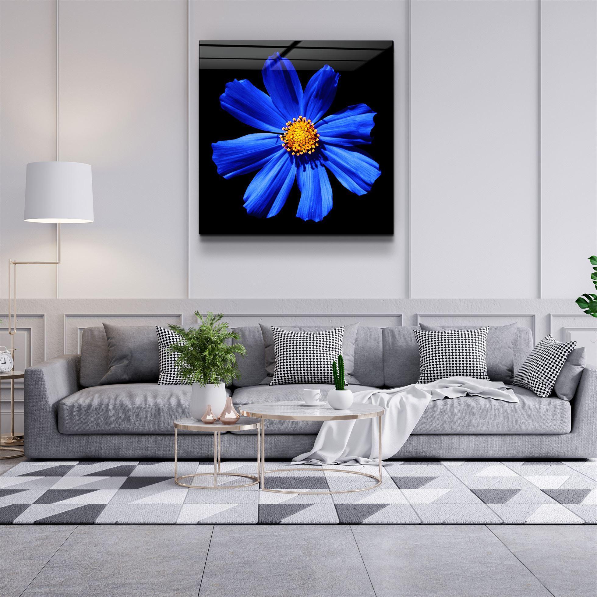 ・"Blue Flower"・Glass Wall Art - ArtDesigna Glass Printing Wall Art