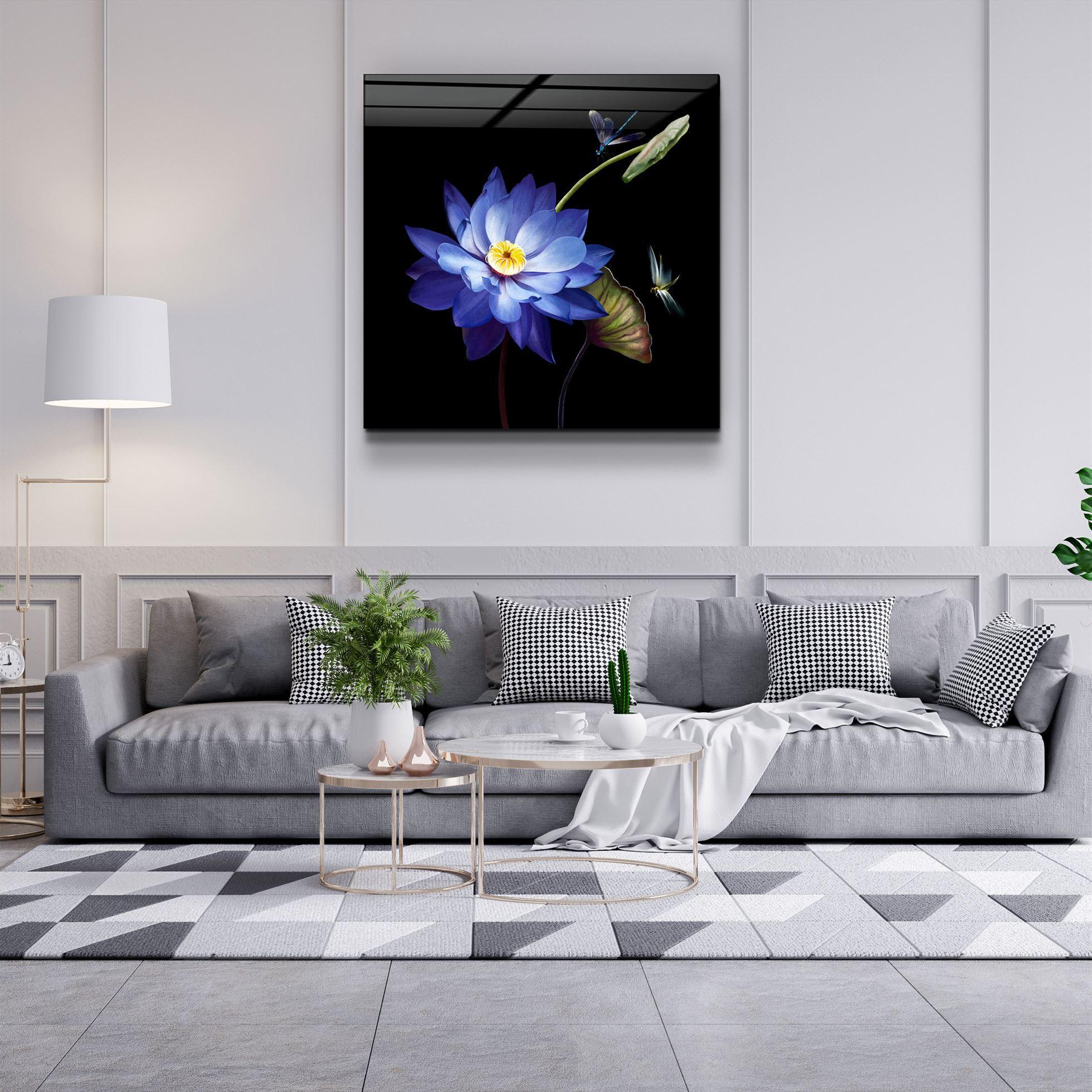 ・"Blue Flower"・Glass Wall Art - ArtDesigna Glass Printing Wall Art