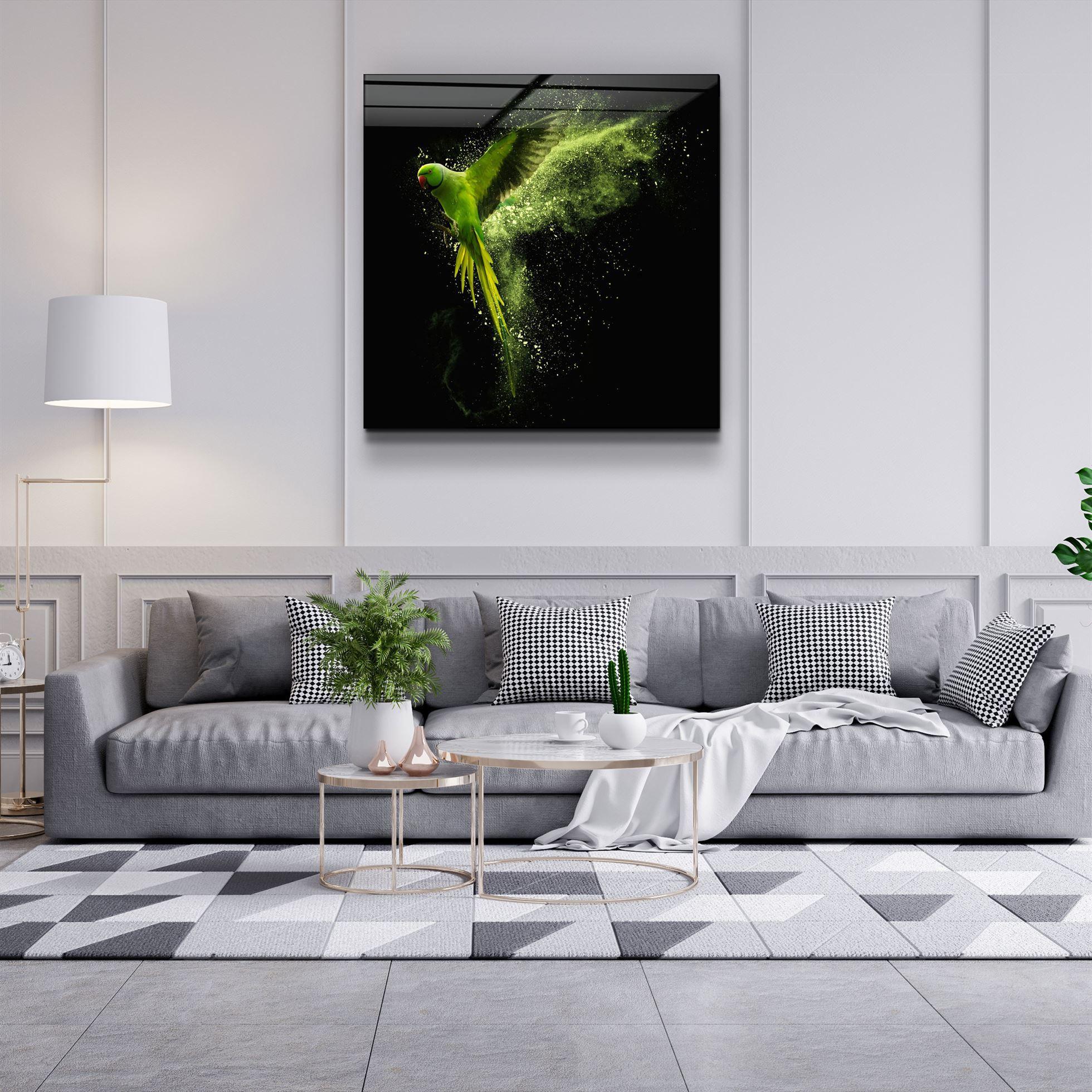 ・"Green Parrot"・Glass Wall Art - ArtDesigna Glass Printing Wall Art