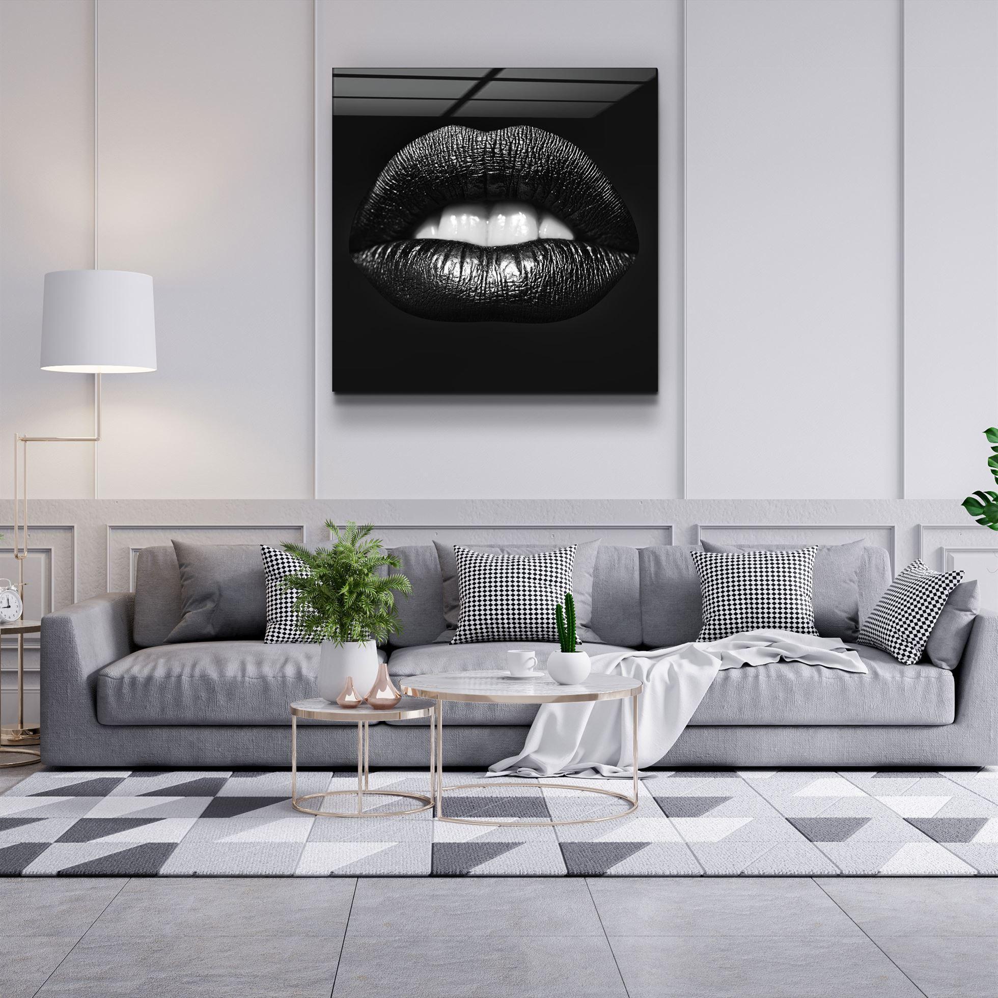 ・"Black Lips"・Glass Wall Art - ArtDesigna Glass Printing Wall Art