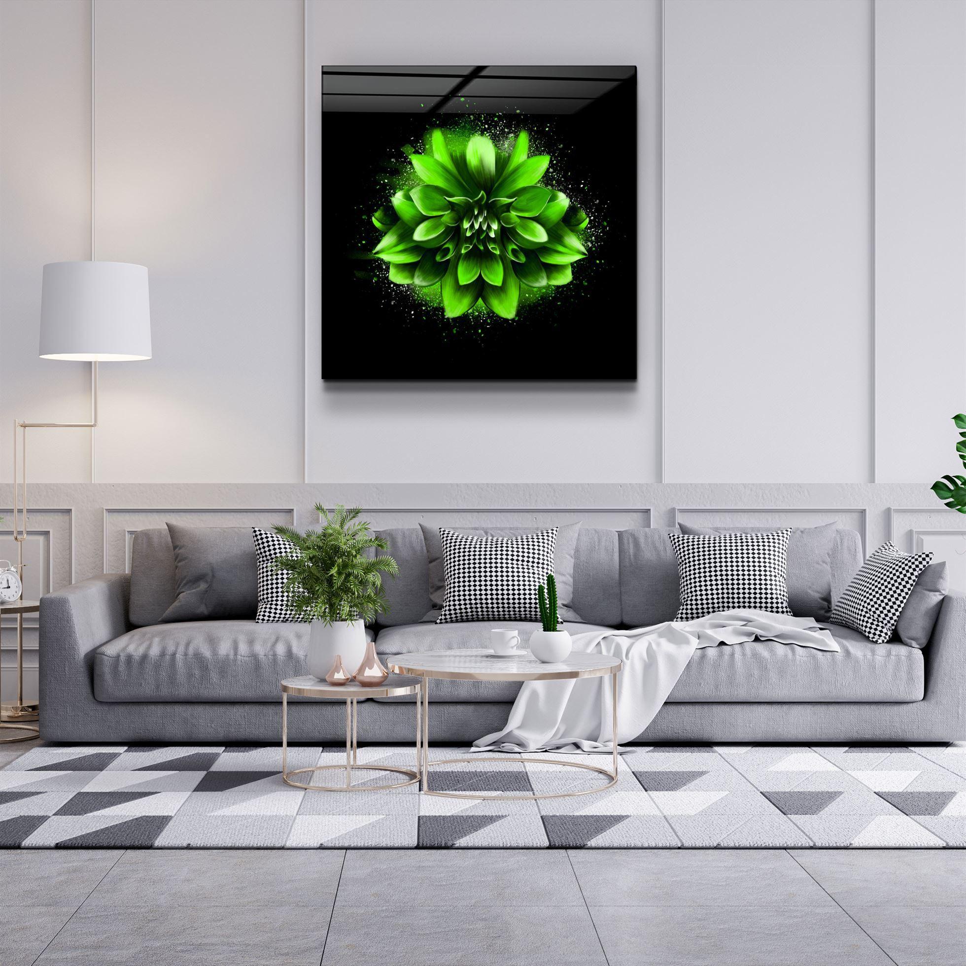 ・"Green Flower"・Glass Wall Art - ArtDesigna Glass Printing Wall Art