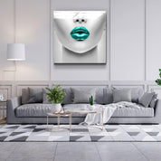 ・"Green Lips"・Glass Wall Art - ArtDesigna Glass Printing Wall Art