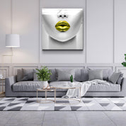 ・"Yellow Lips"・Glass Wall Art - ArtDesigna Glass Printing Wall Art