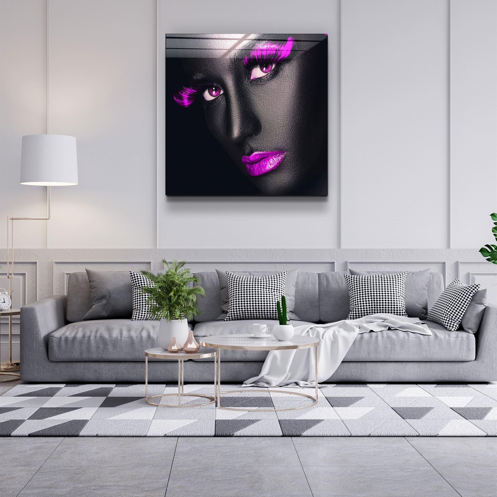・"Pink Lips and Eyes"・Glass Wall Art - ArtDesigna Glass Printing Wall Art