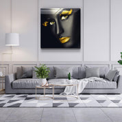 ・"Yellow Lips and Eyes"・Glass Wall Art - ArtDesigna Glass Printing Wall Art
