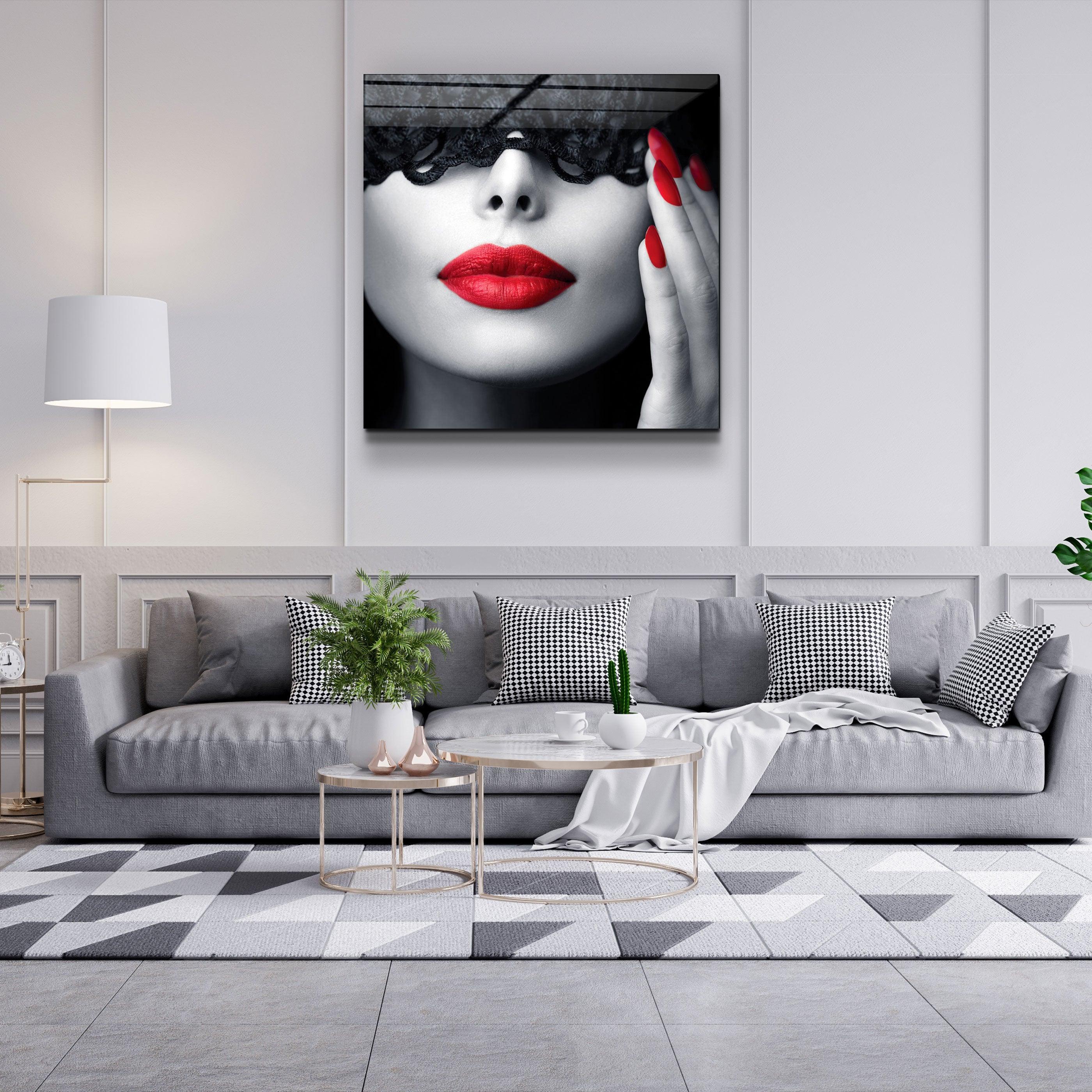 ・"Red Lips and Nails"・Glass Wall Art - ArtDesigna Glass Printing Wall Art