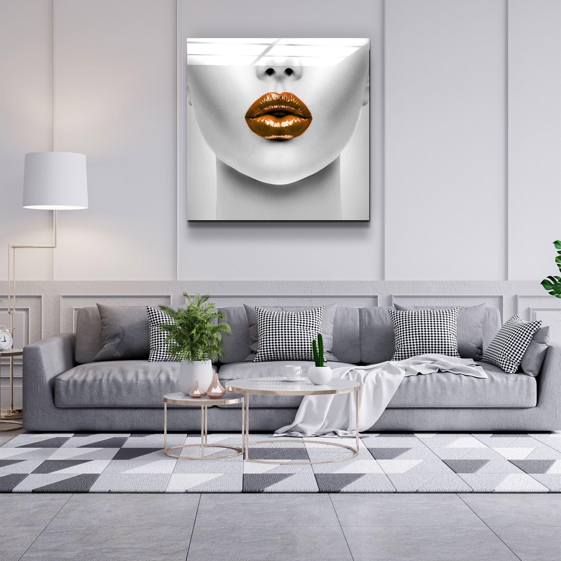 ・"Orange Lips"・Glass Wall Art - ArtDesigna Glass Printing Wall Art