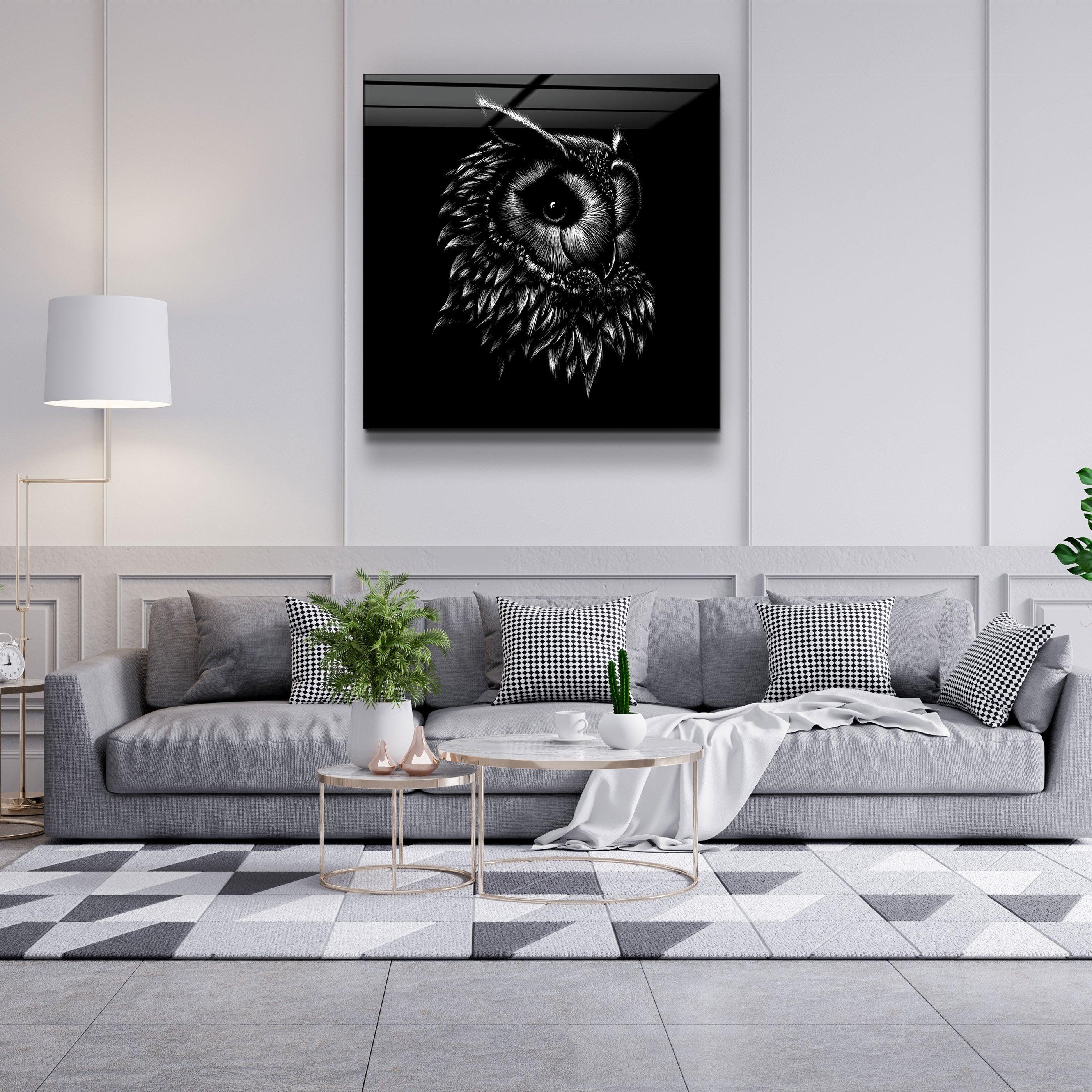 ・"Abstract Black Owl"・Glass Wall Art - ArtDesigna Glass Printing Wall Art