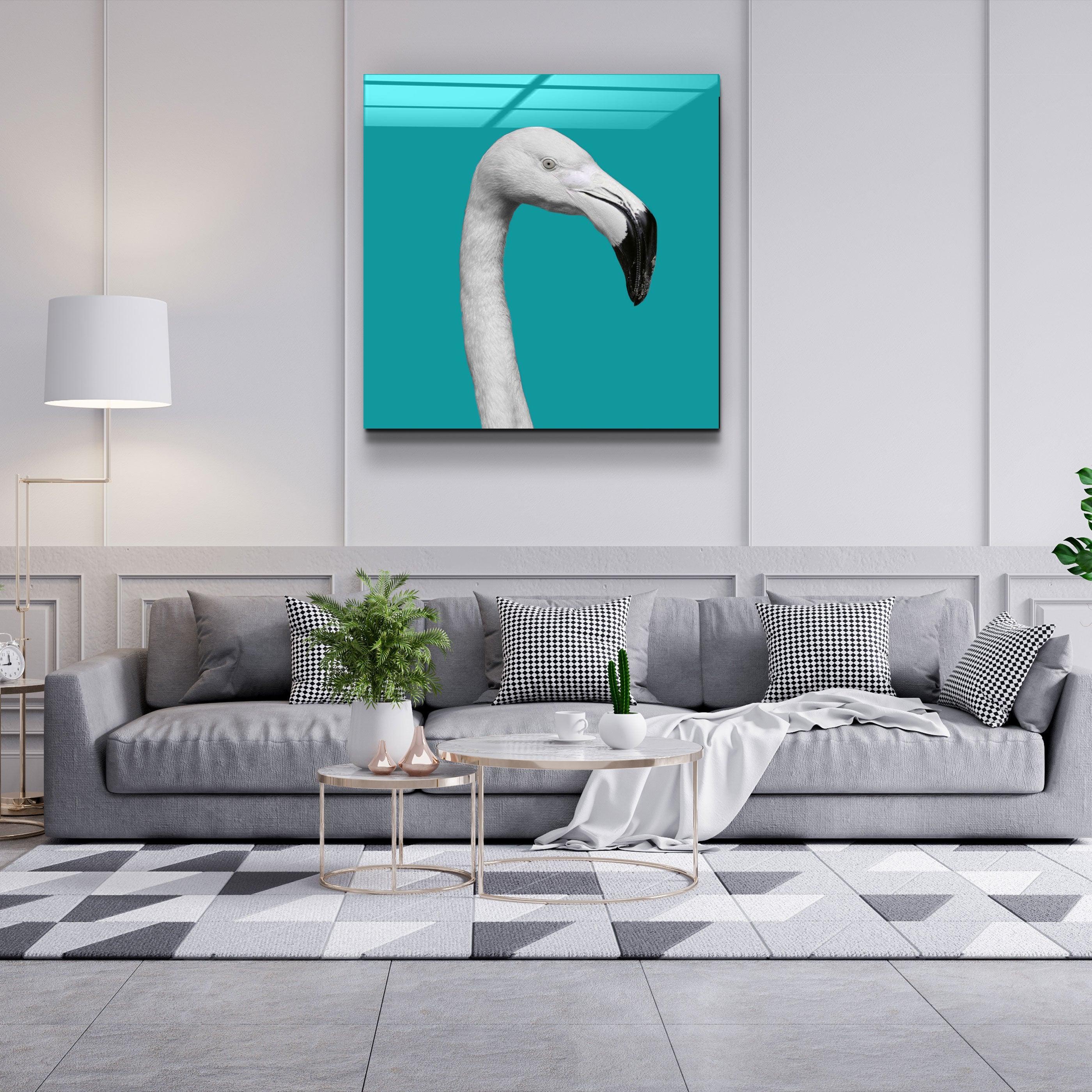 ・"Flamingo - Green"・Glass Wall Art - ArtDesigna Glass Printing Wall Art