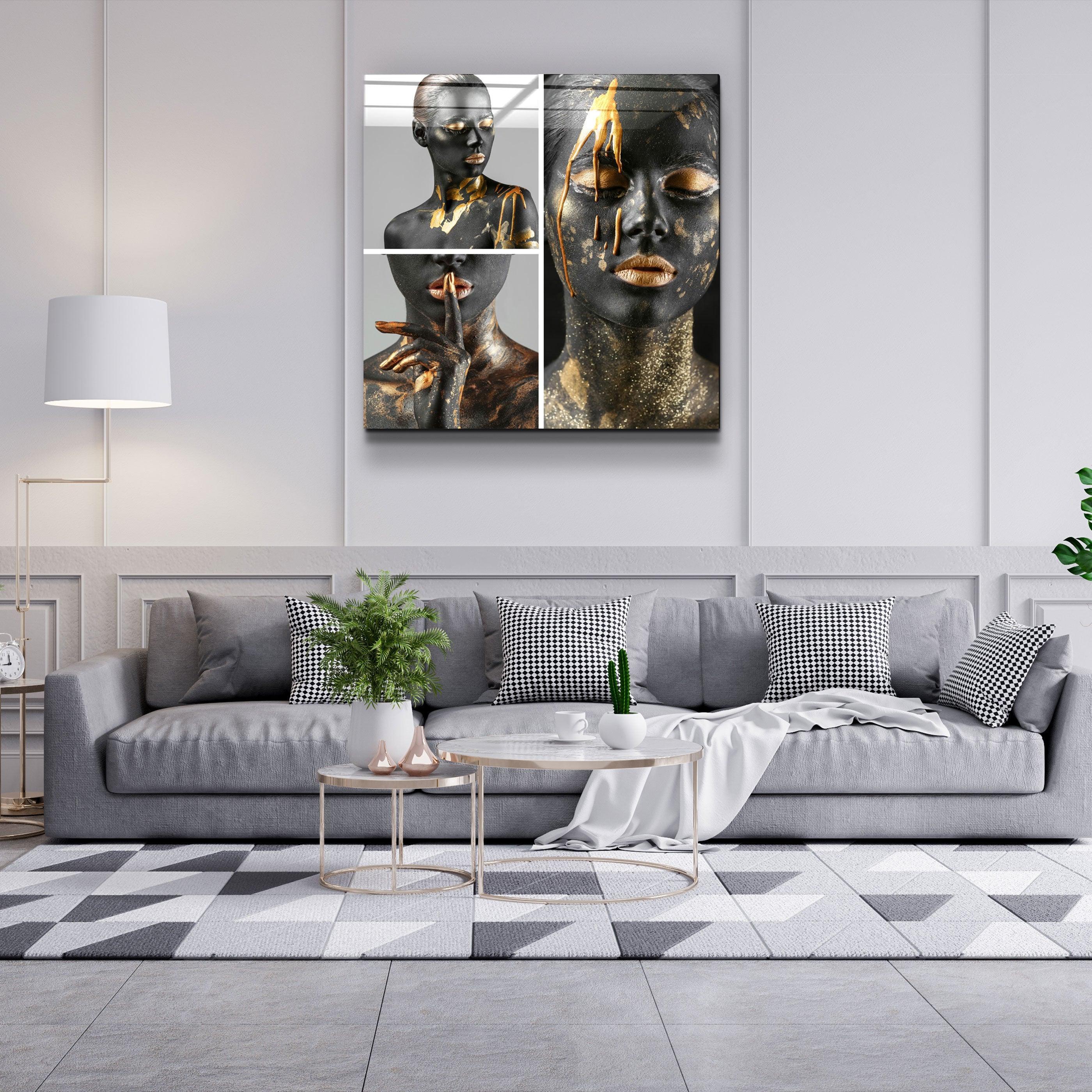 ・"Abstract Makeup Artist - Hush V2"・Glass Wall Art - ArtDesigna Glass Printing Wall Art