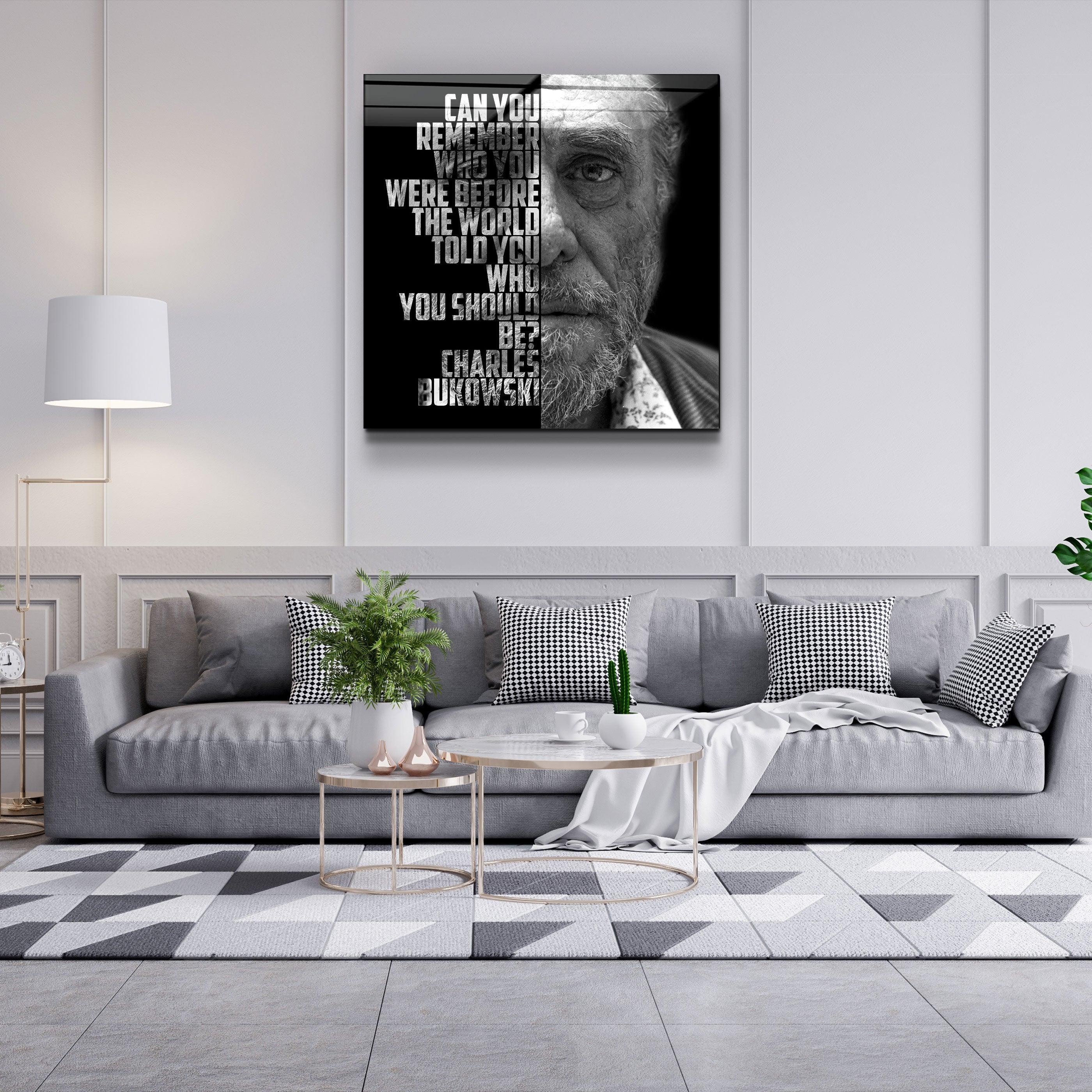 ・"Charles Bukowski"・Designers Collection Glass Wall Art - ArtDesigna Glass Printing Wall Art