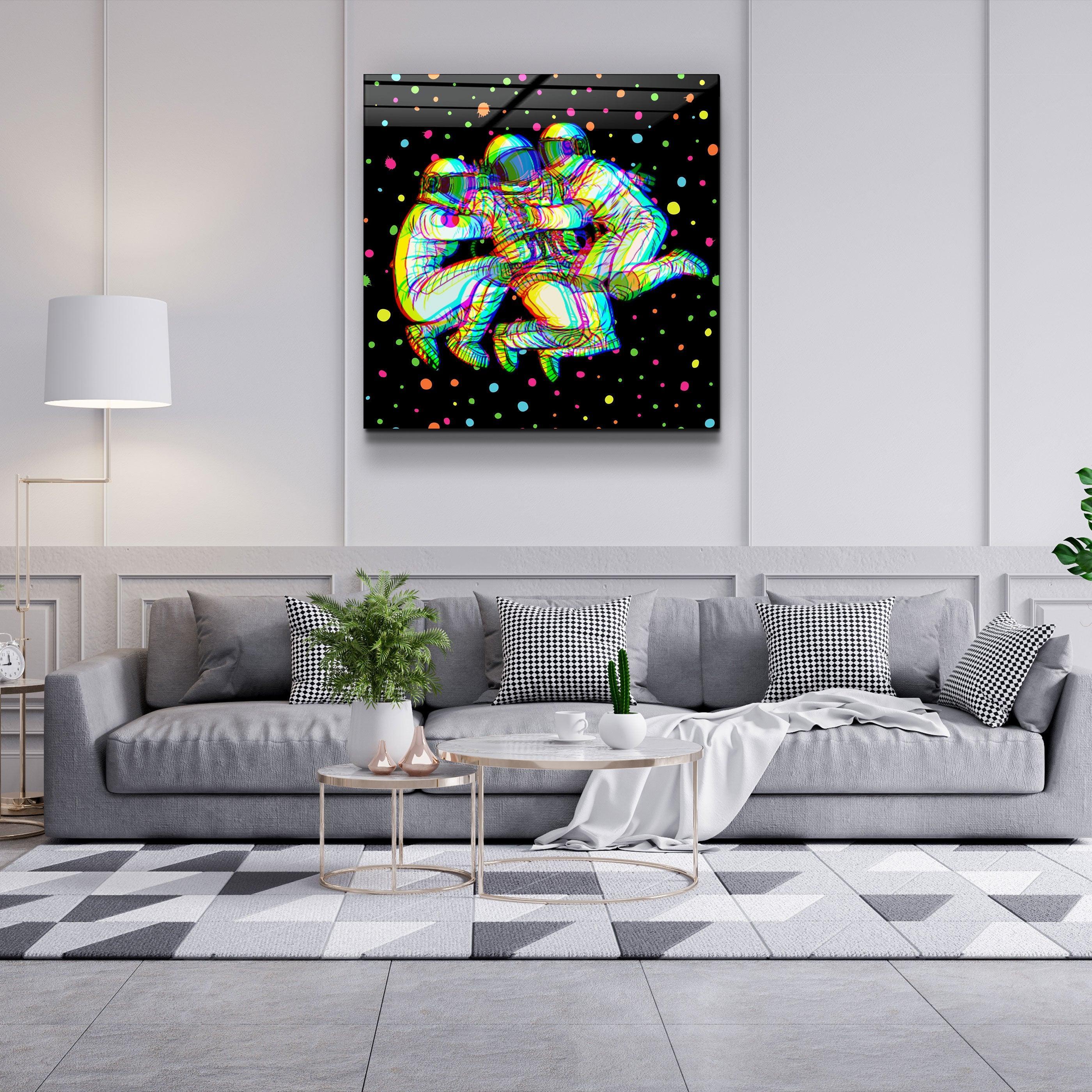 ・"Colorful Cartoon Astronauts"・Glass Wall Art - ArtDesigna Glass Printing Wall Art