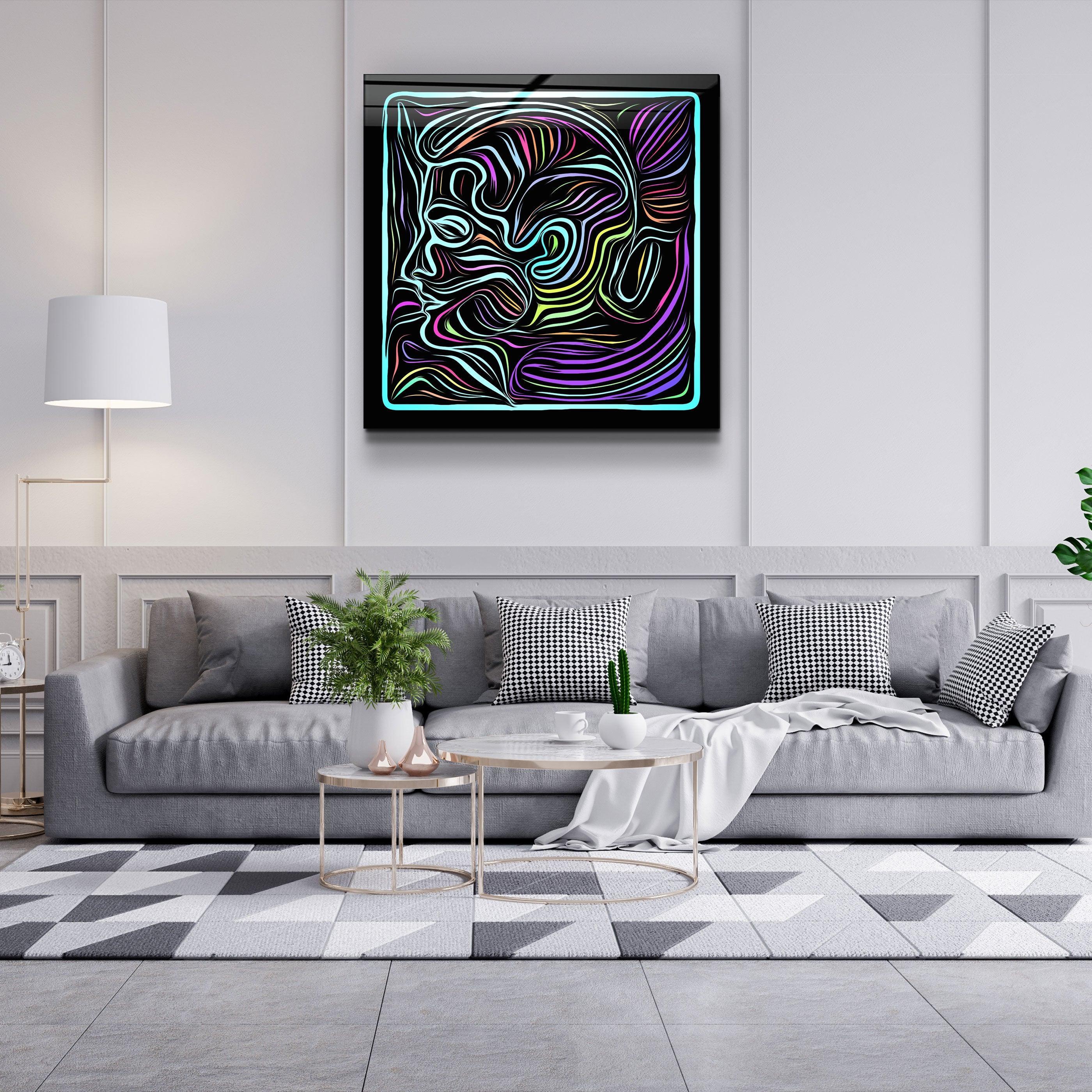 ・"Rainbow Line Faces"・Glass Wall Art - ArtDesigna Glass Printing Wall Art
