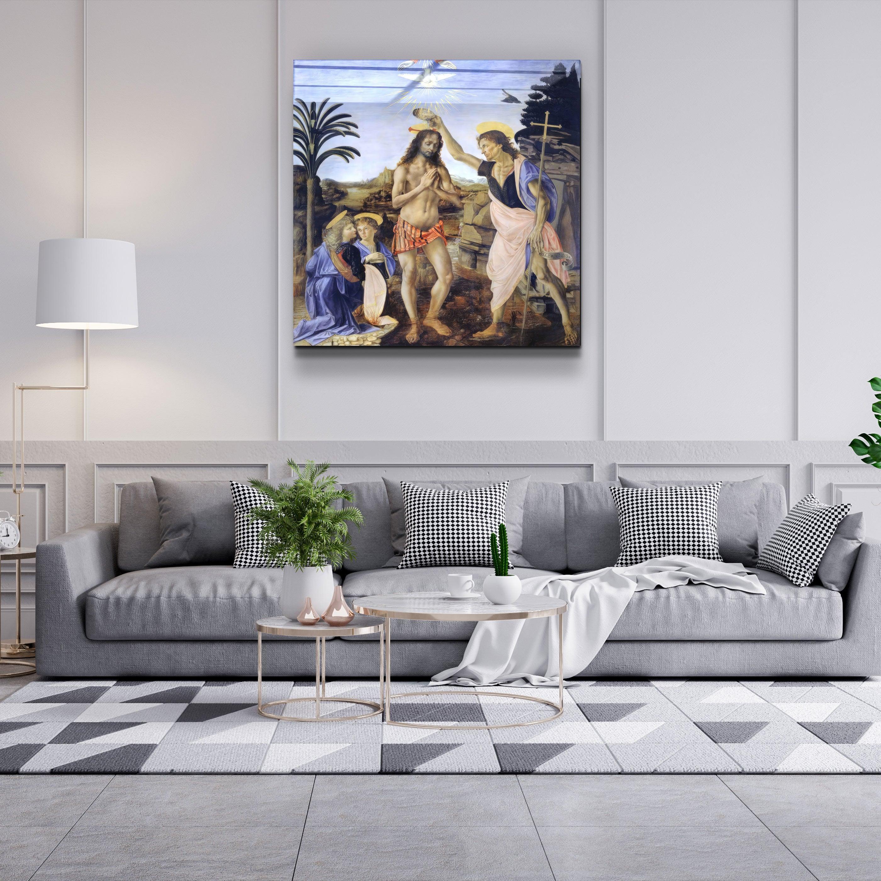 ."Leonardo da Vinci's Baptism of Christ (1470-1480)". Glass Wall Art - ArtDesigna Glass Printing Wall Art