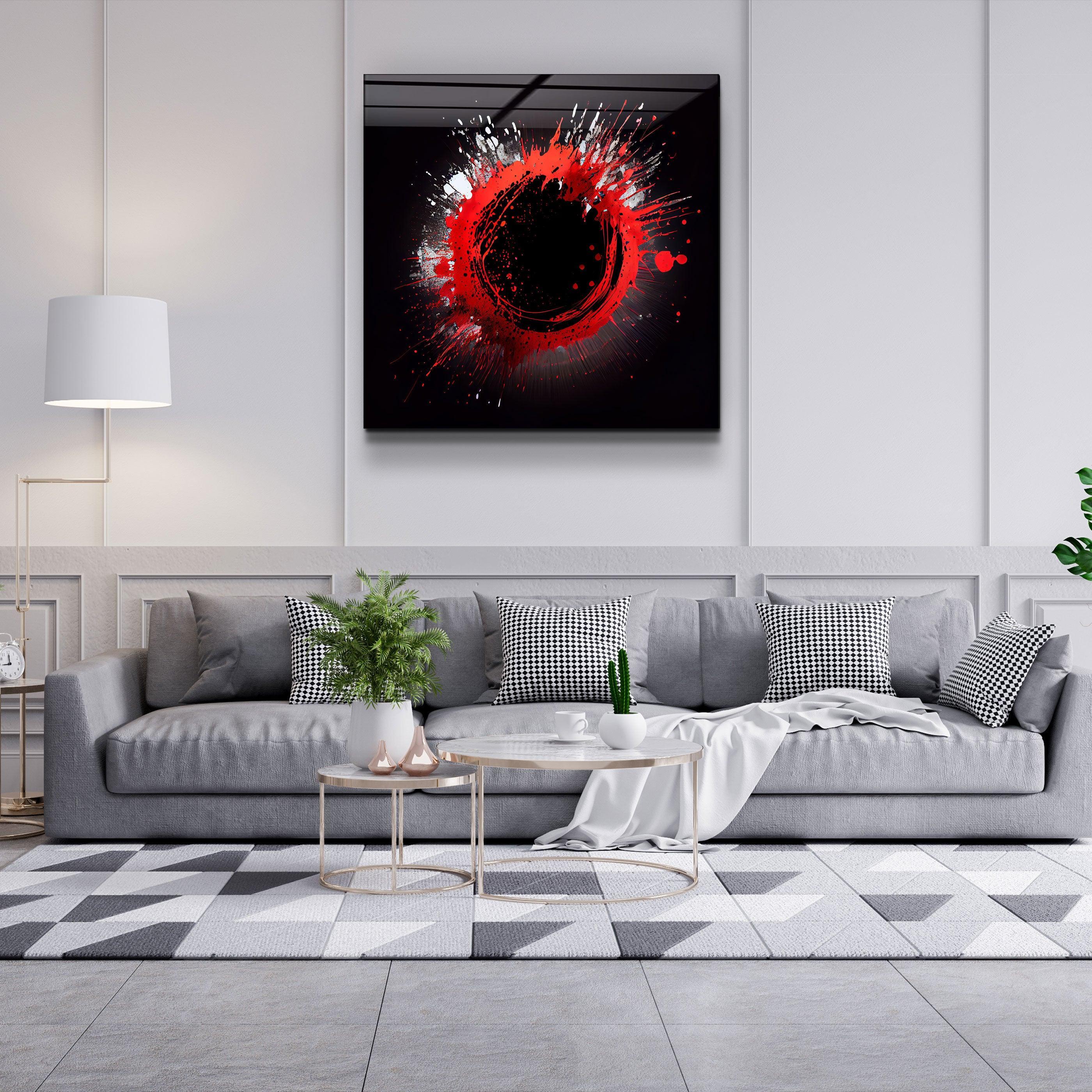 ."Paint Splash Ring-Red". Designer's Collection Glass Wall Art - ArtDesigna Glass Printing Wall Art