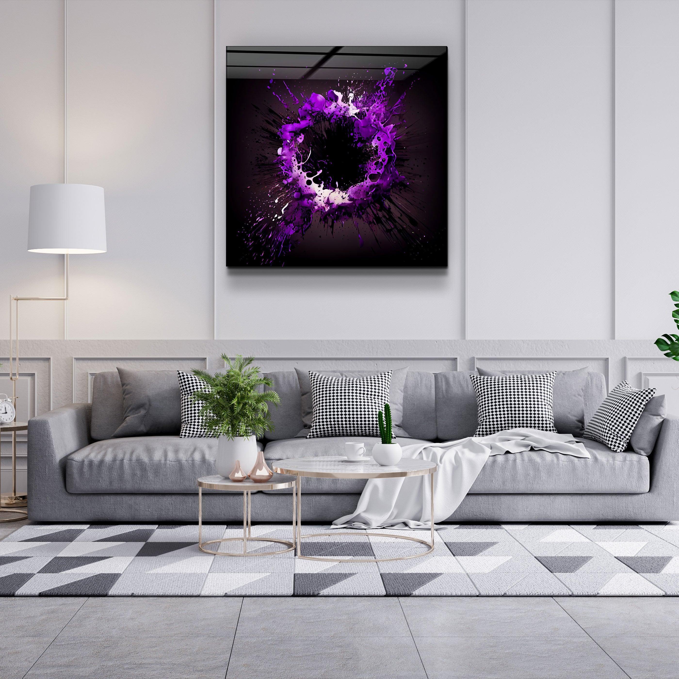 ."Paint Splash Ring-Purple". Designer's Collection Glass Wall Art - ArtDesigna Glass Printing Wall Art