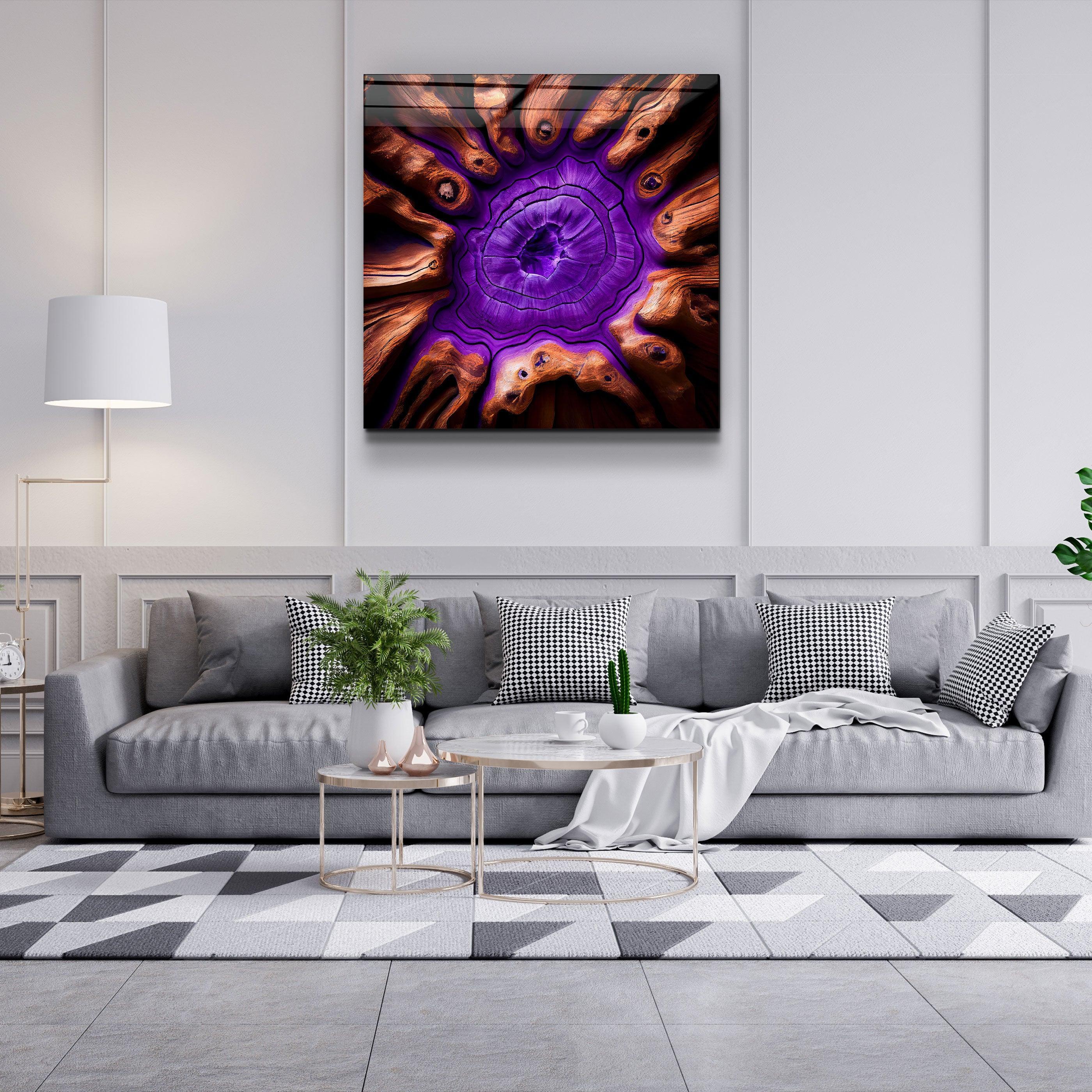 ."Heart of the Wood - Purple". Designer's Collection Glass the Wood Art - ArtDesigna Glass Printing Wall Art