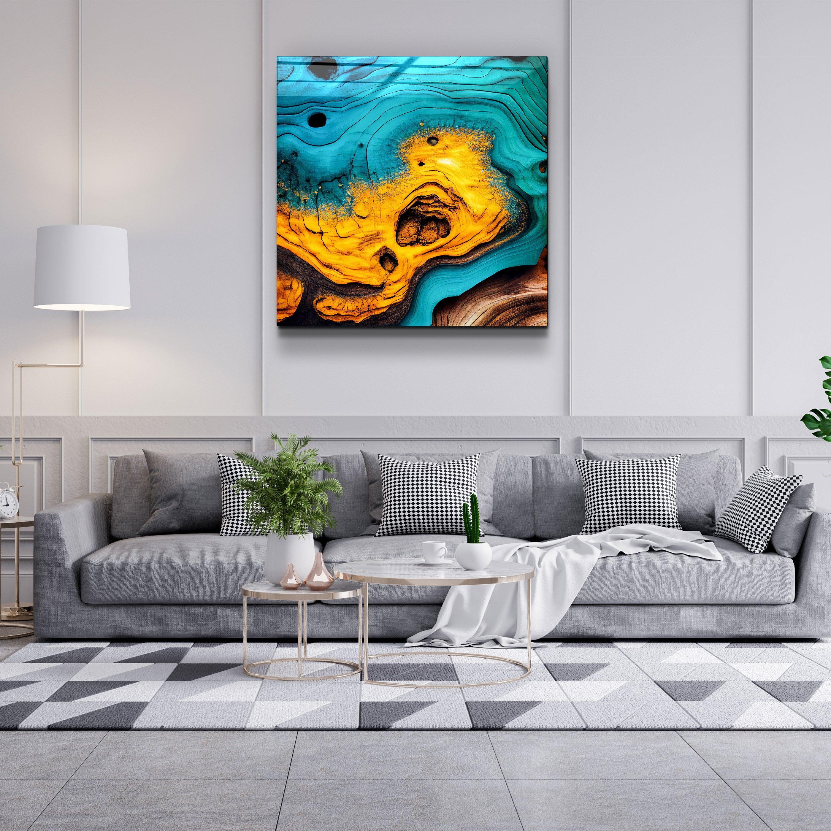 ."Heart of the Wood - Yellow". Designer's Collection Glass the Wood Art - ArtDesigna Glass Printing Wall Art