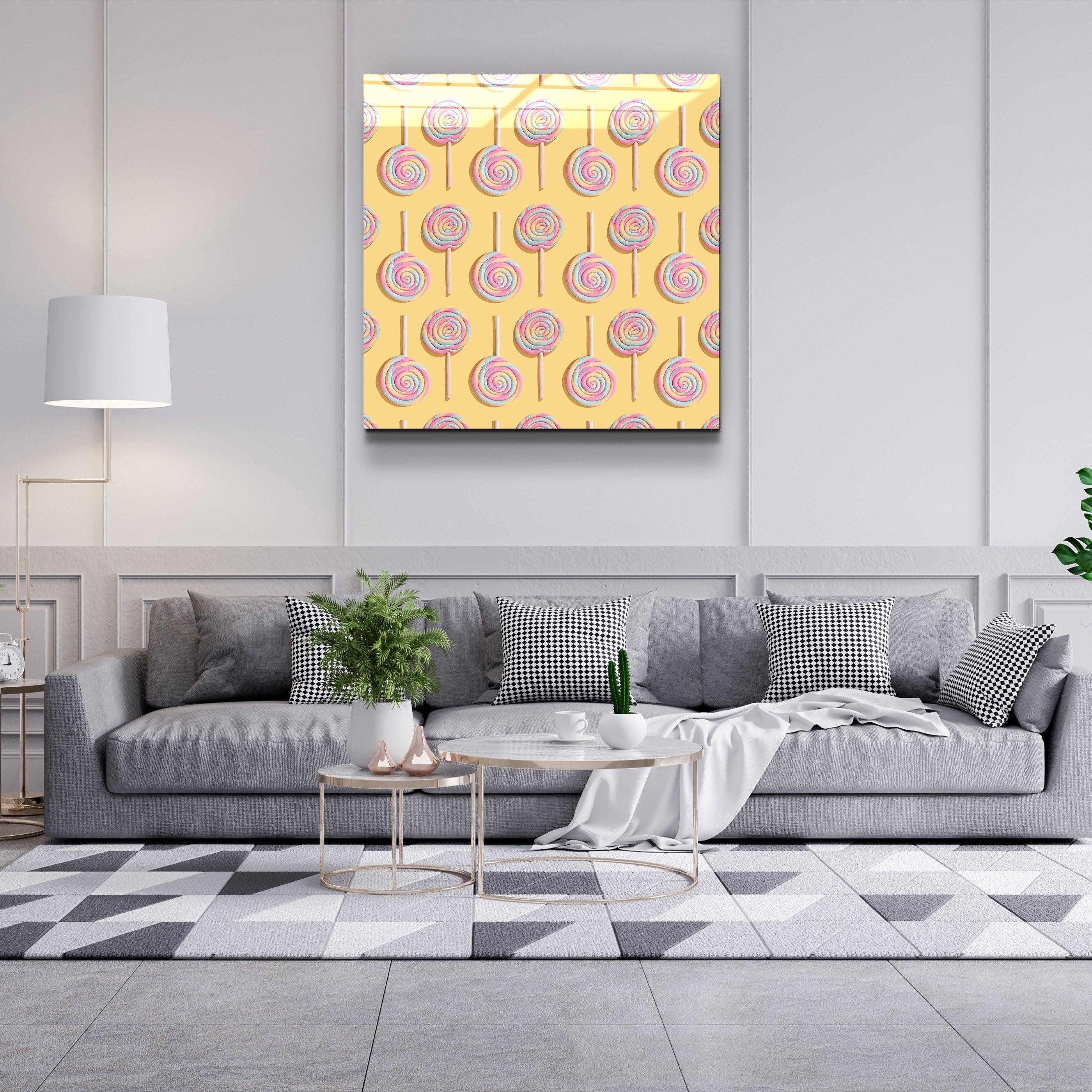 ."Retro Lollipops". Contemporary Collection Glass Wall Art - ArtDesigna Glass Printing Wall Art