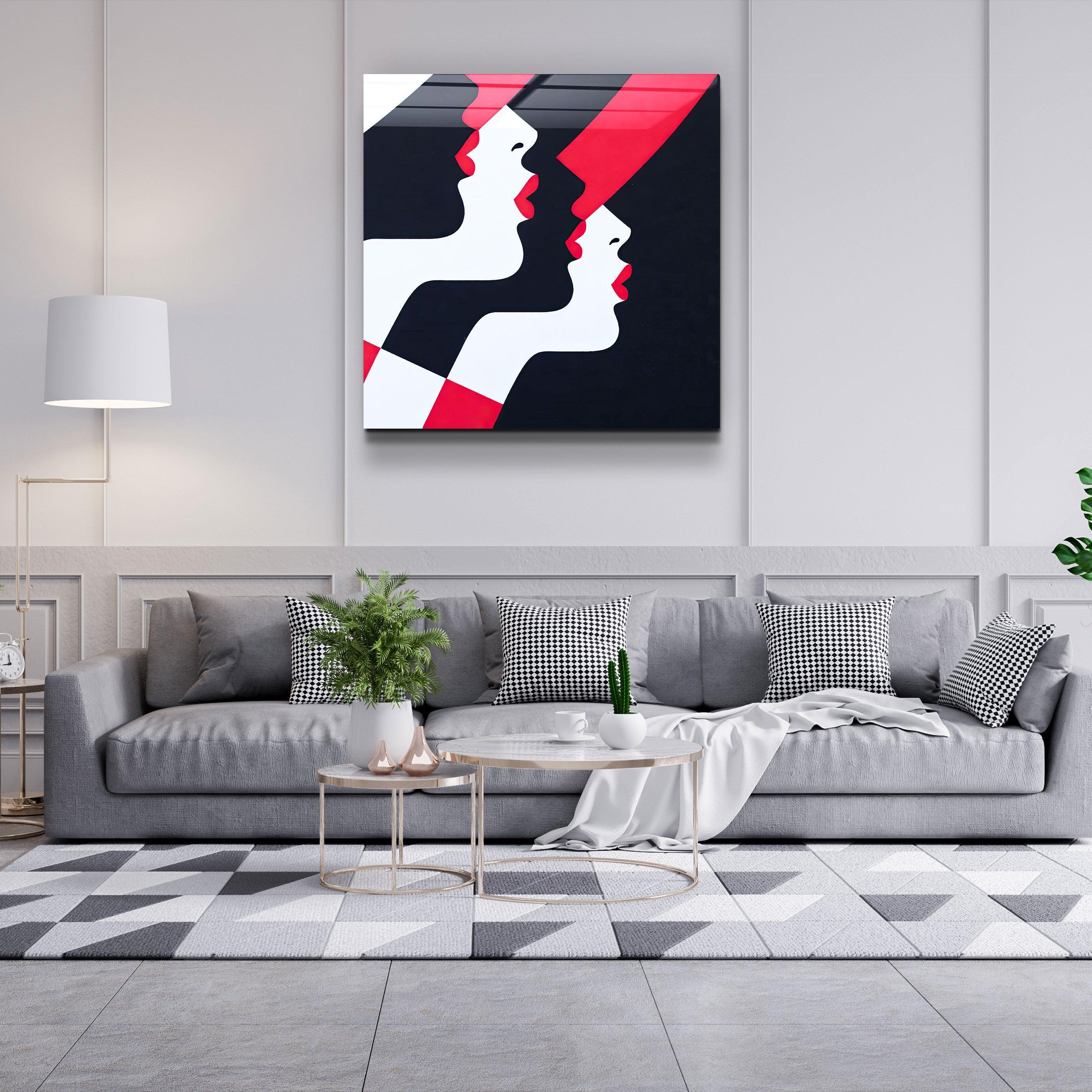 ."Retro Hats and Red Lips". Contemporary Collection Glass Wall Art - ArtDesigna Glass Printing Wall Art
