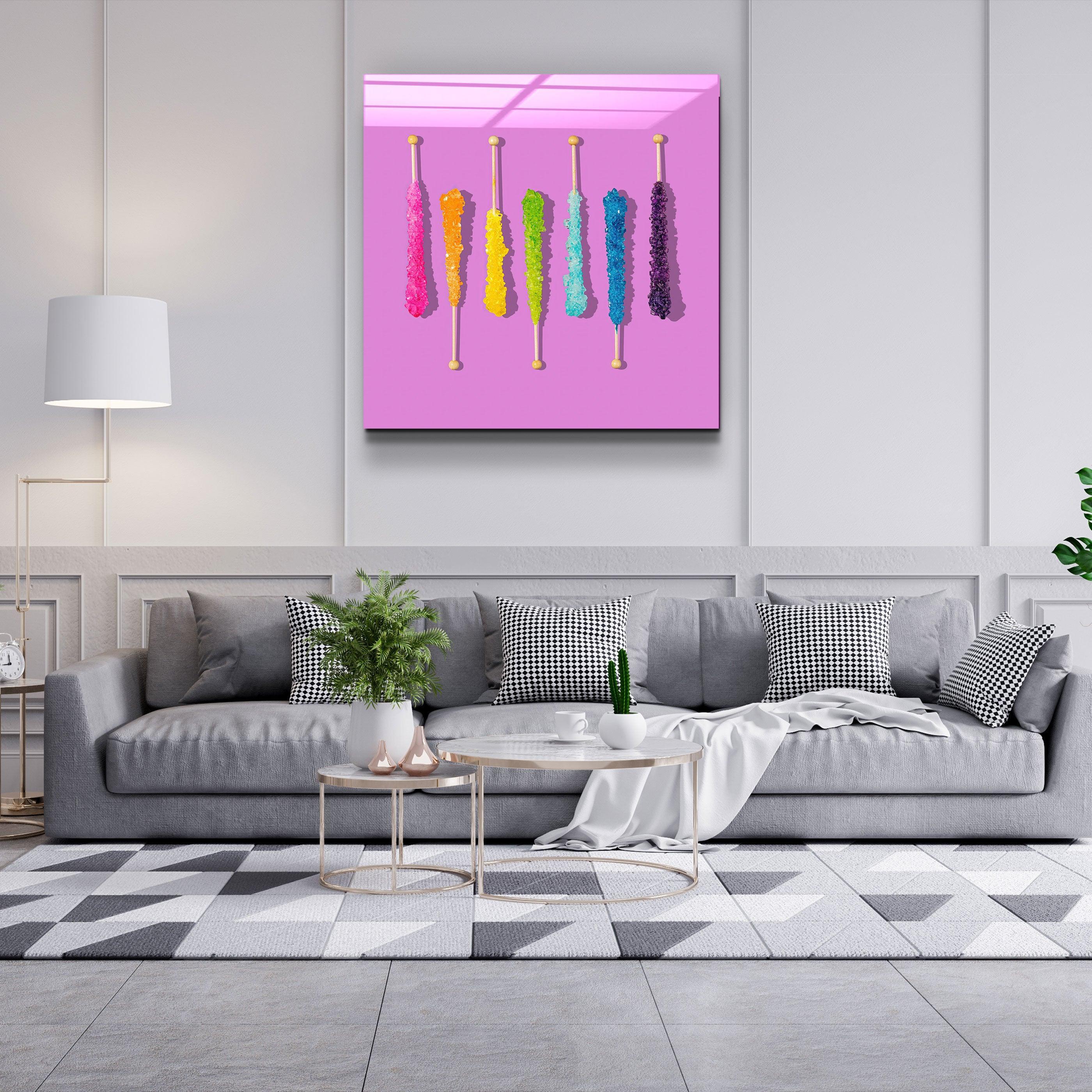 ."Sweet Sticks Retro". Contemporary Collection Glass Wall Art - ArtDesigna Glass Printing Wall Art