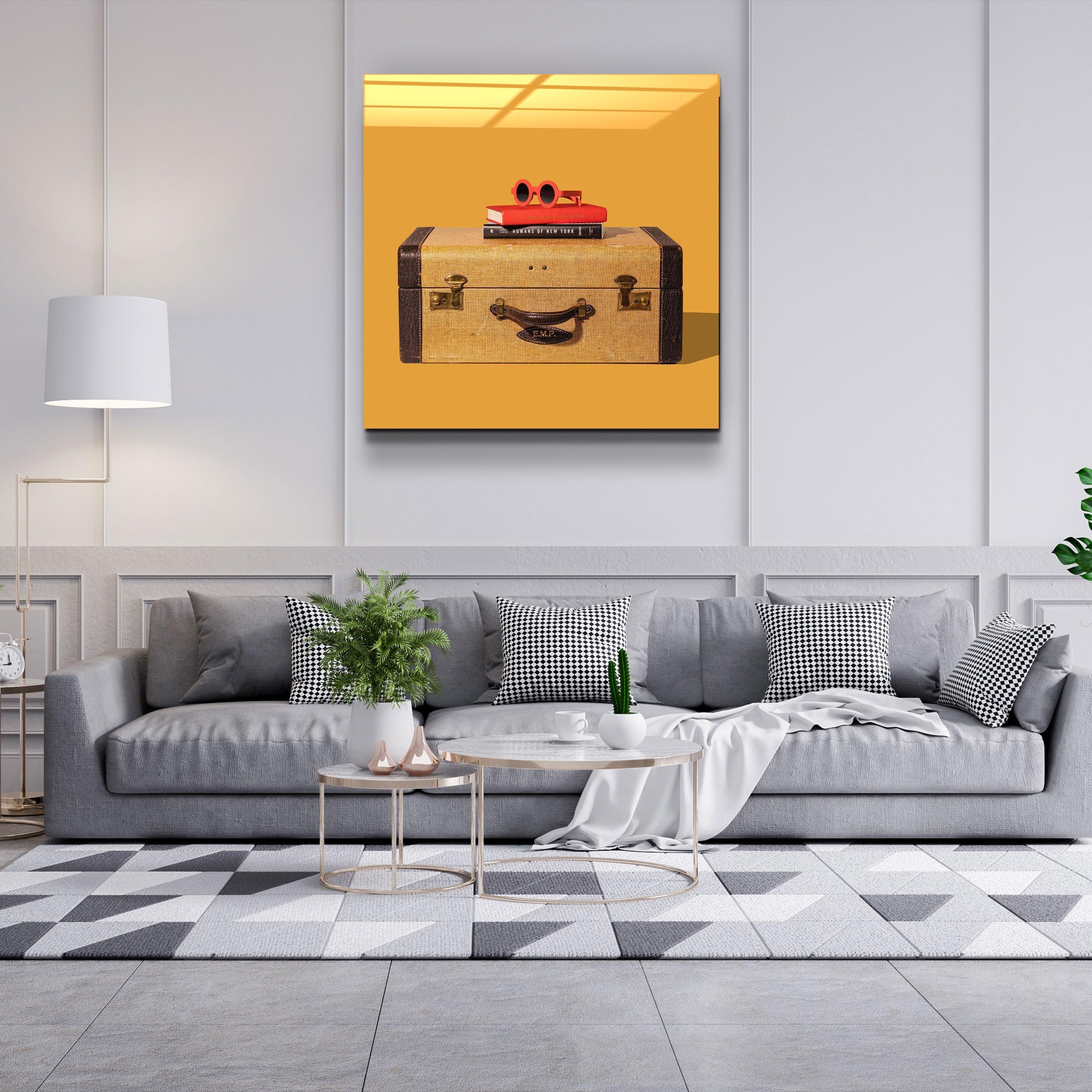 ."Retro Suitcase". Contemporary Collection Glass Wall Art - ArtDesigna Glass Printing Wall Art