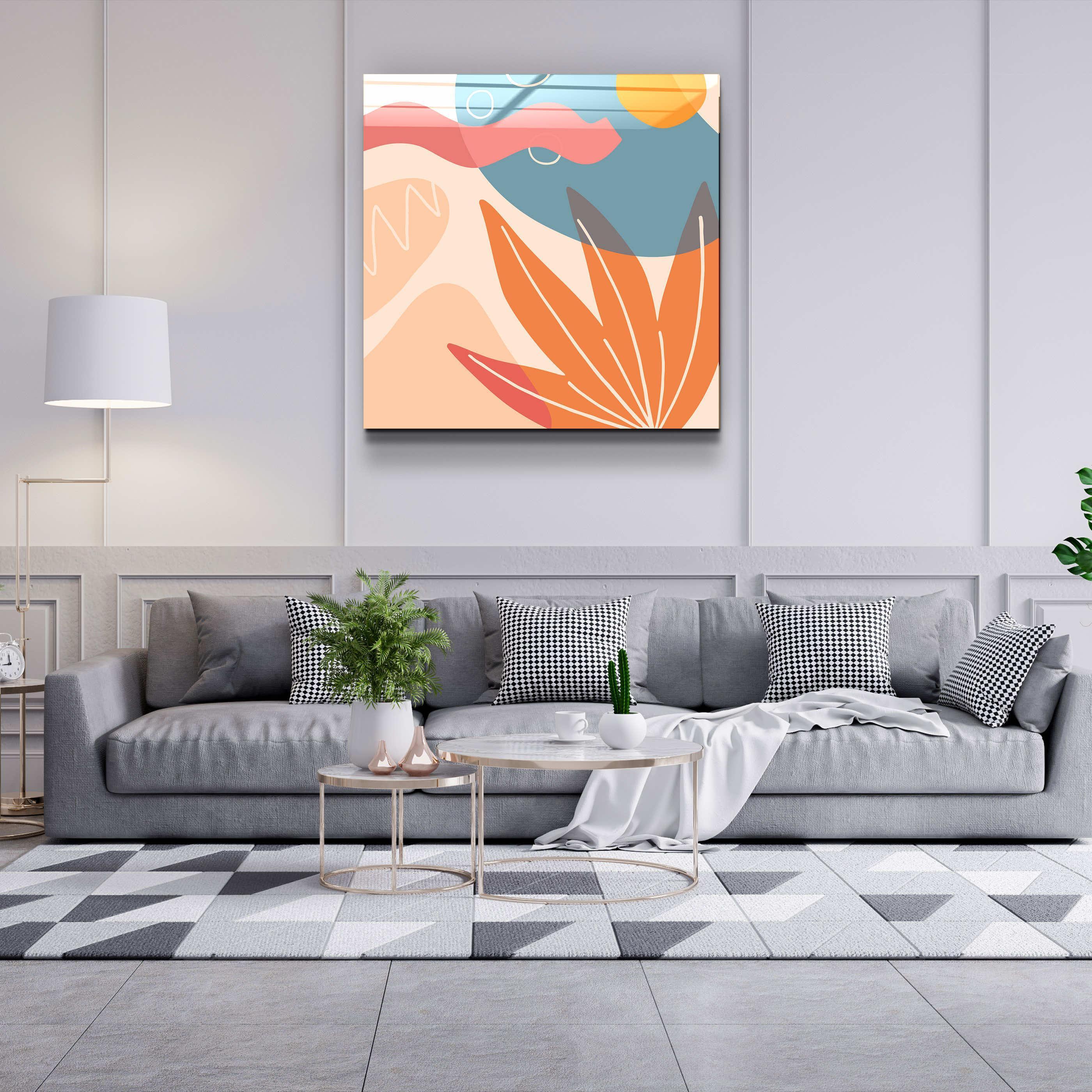 ."Terracota Abstract Flowers V2". Designer's Collection Glass Wall Art - ArtDesigna Glass Printing Wall Art