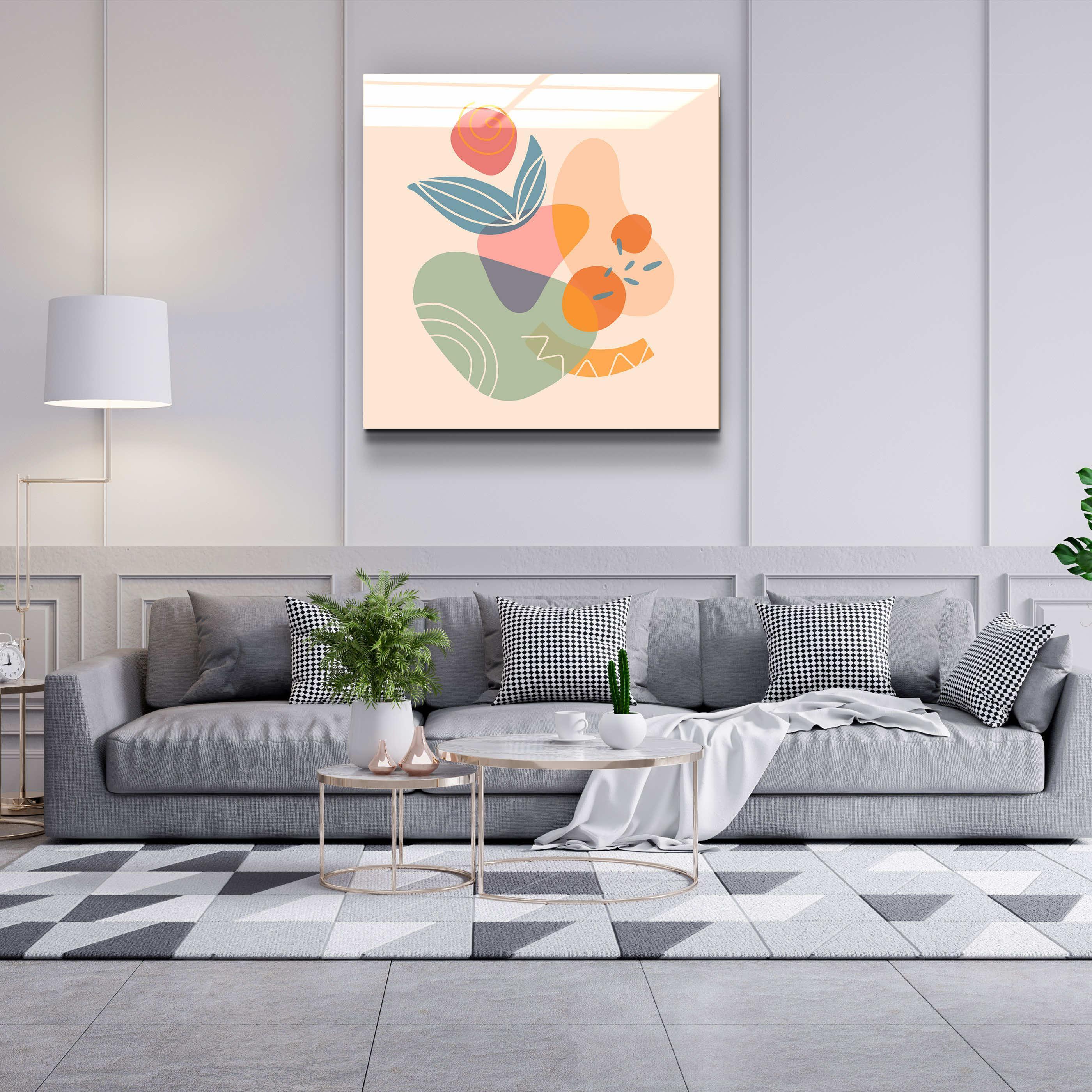 ."Terracota Abstract Flowers V3". Designer's Collection Glass Wall Art - ArtDesigna Glass Printing Wall Art