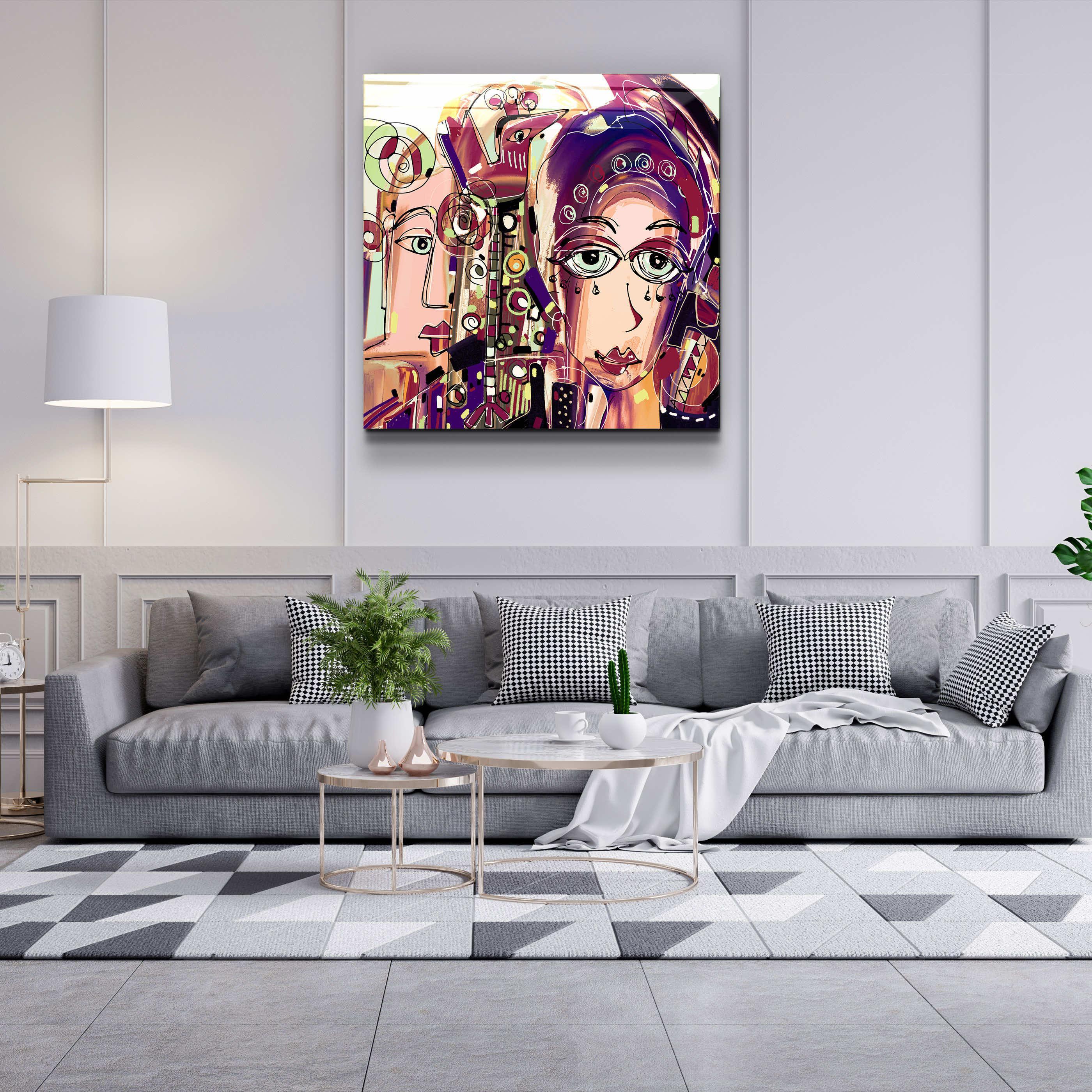 ."Faces Illustration-Abstract". Designer's Collection Glass Wall Art - ArtDesigna Glass Printing Wall Art