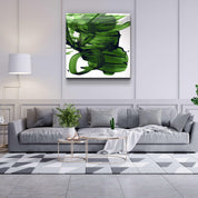 ."Green Abstract Brush Strokes". Designer's Collection Glass Wall Art - ArtDesigna Glass Printing Wall Art