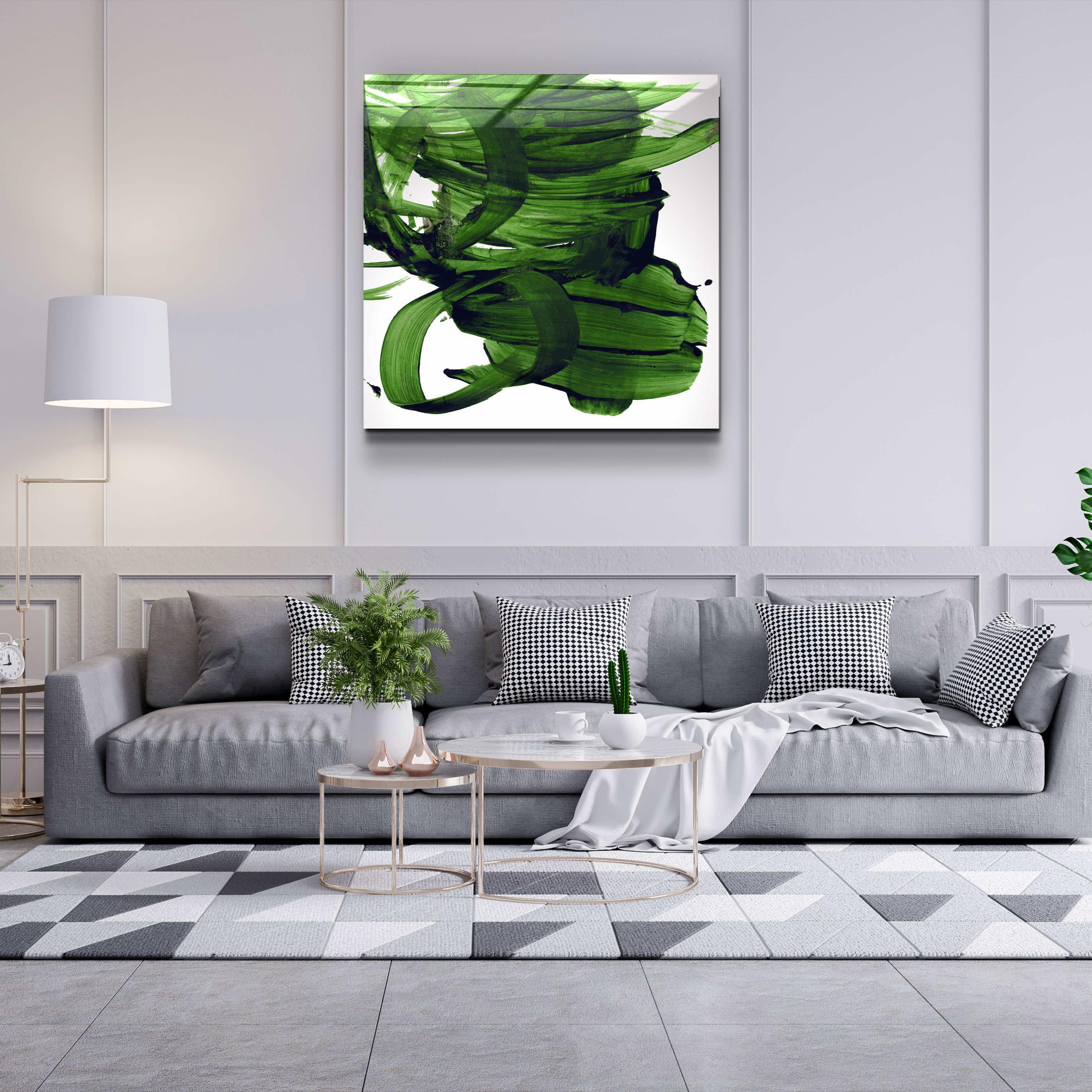."Green Abstract Brush Strokes". Designer's Collection Glass Wall Art - ArtDesigna Glass Printing Wall Art