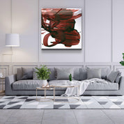 ."Dark Red Abstract Brush Strokes". Designer's Collection Glass Wall Art - ArtDesigna Glass Printing Wall Art