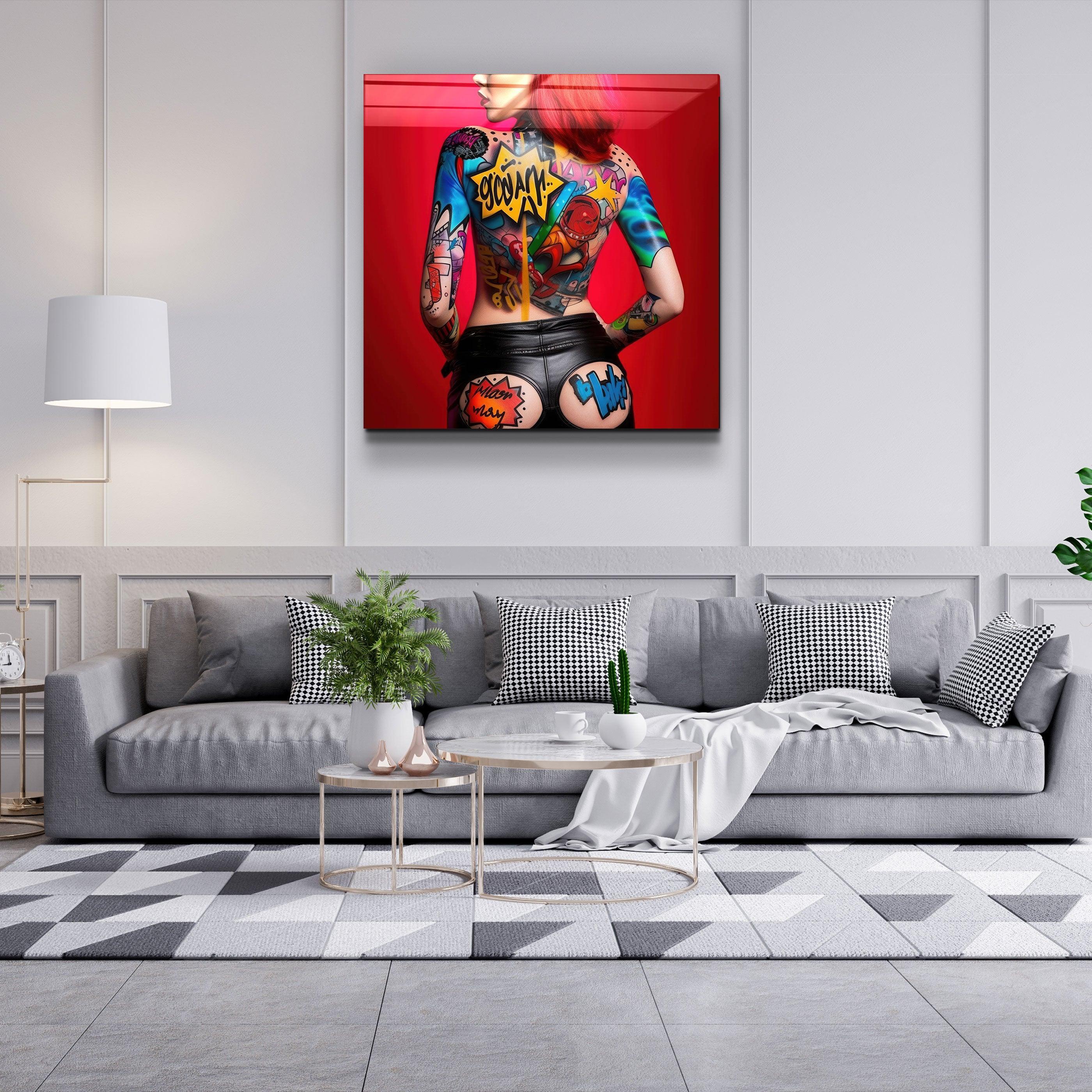 ."Tattooed v6". Designer's Collection Glass Wall Art - ArtDesigna Glass Printing Wall Art