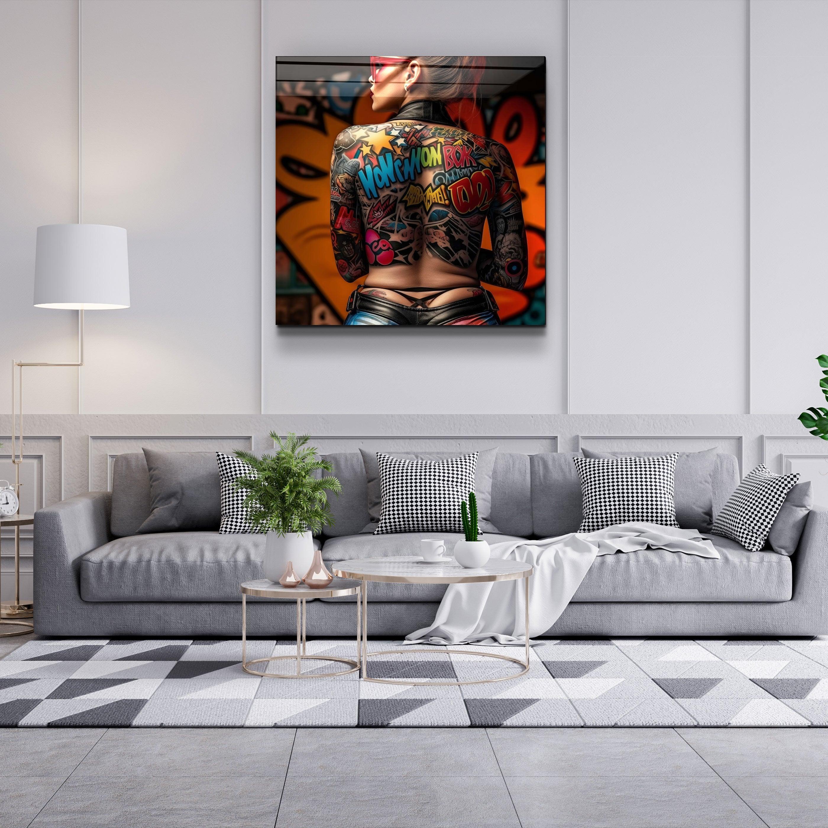 ."Tattooed v3". Designer's Collection Glass Wall Art - ArtDesigna Glass Printing Wall Art