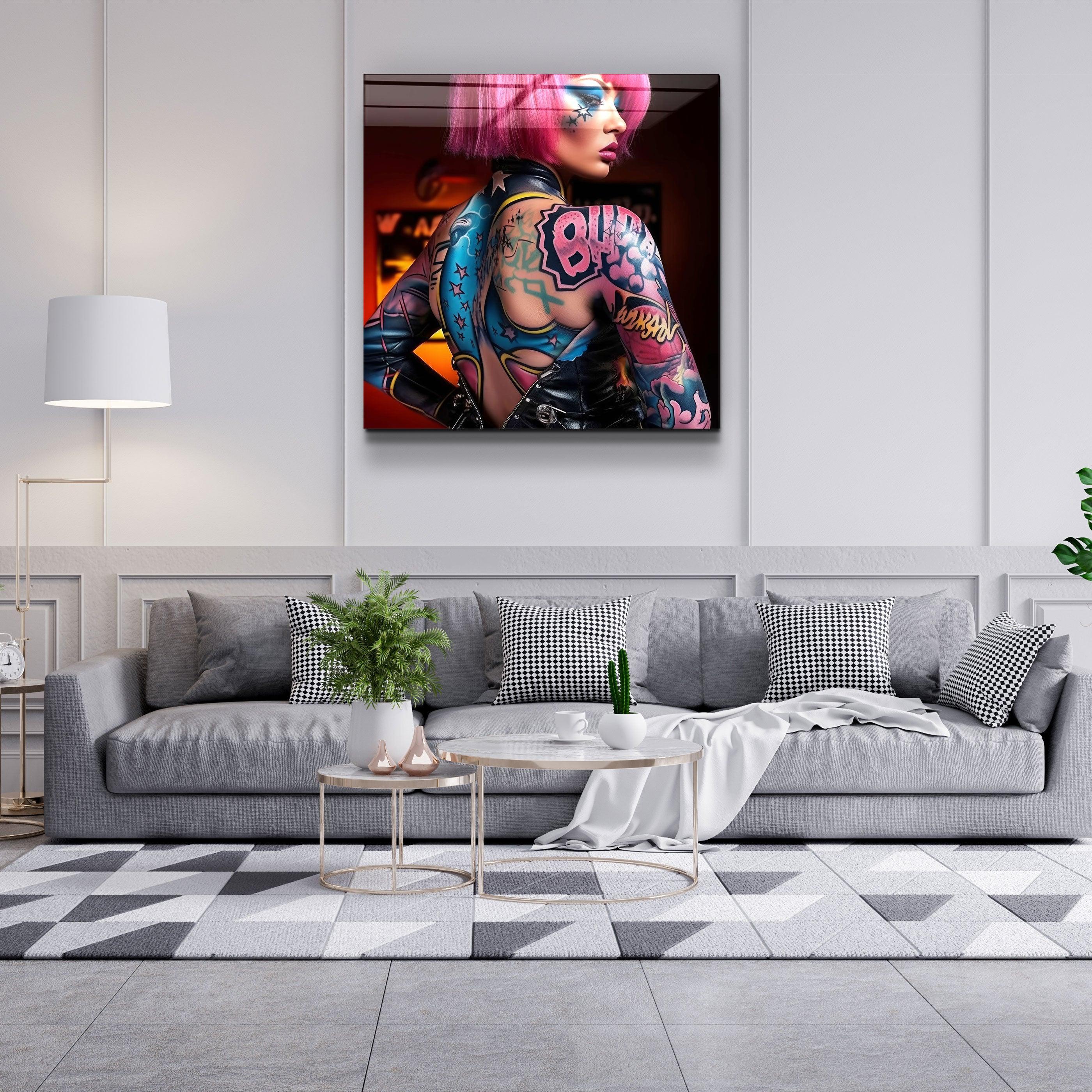 ."Tattooed v2". Designer's Collection Glass Wall Art - ArtDesigna Glass Printing Wall Art