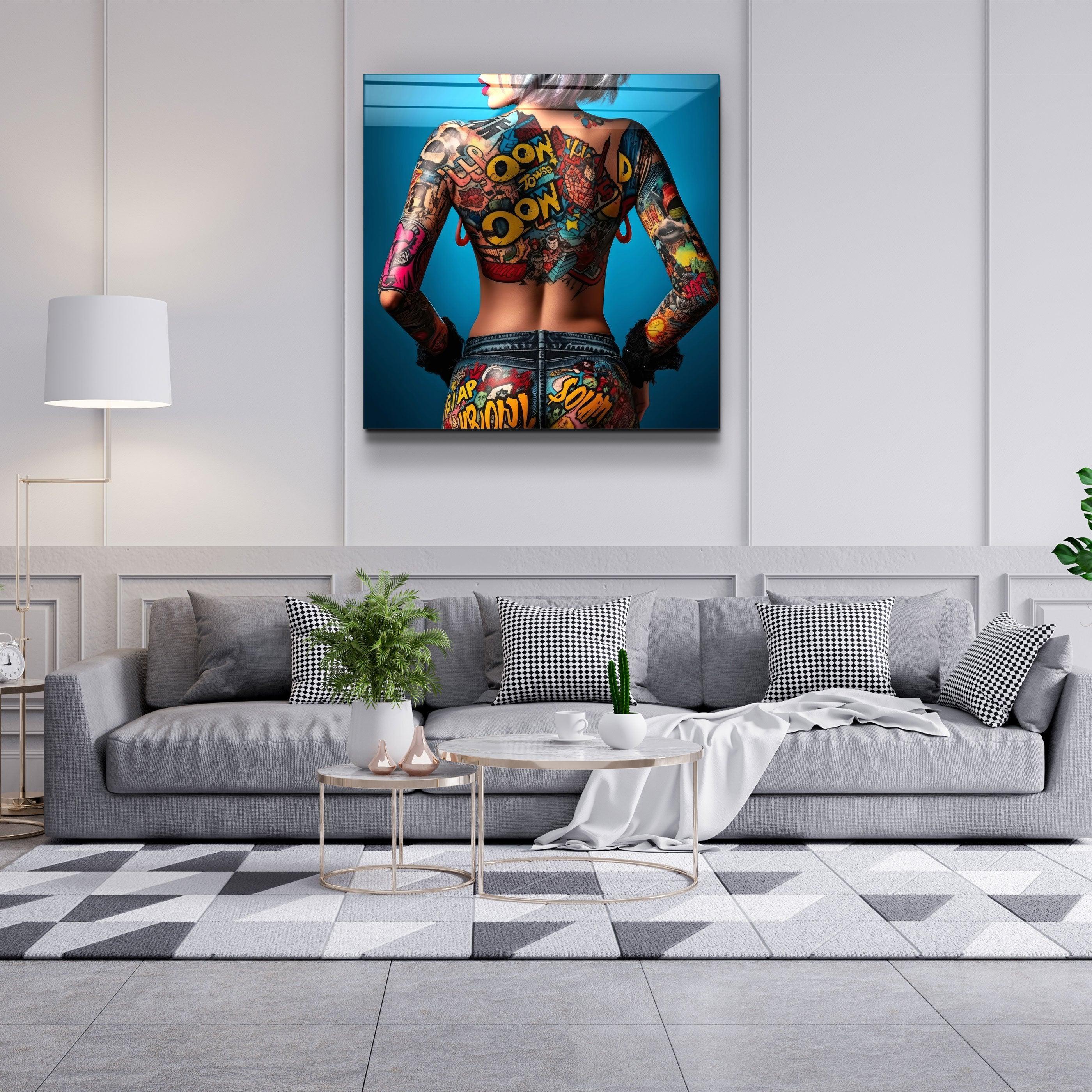 ."Tattooed v1". Designer's Collection Glass Wall Art - ArtDesigna Glass Printing Wall Art