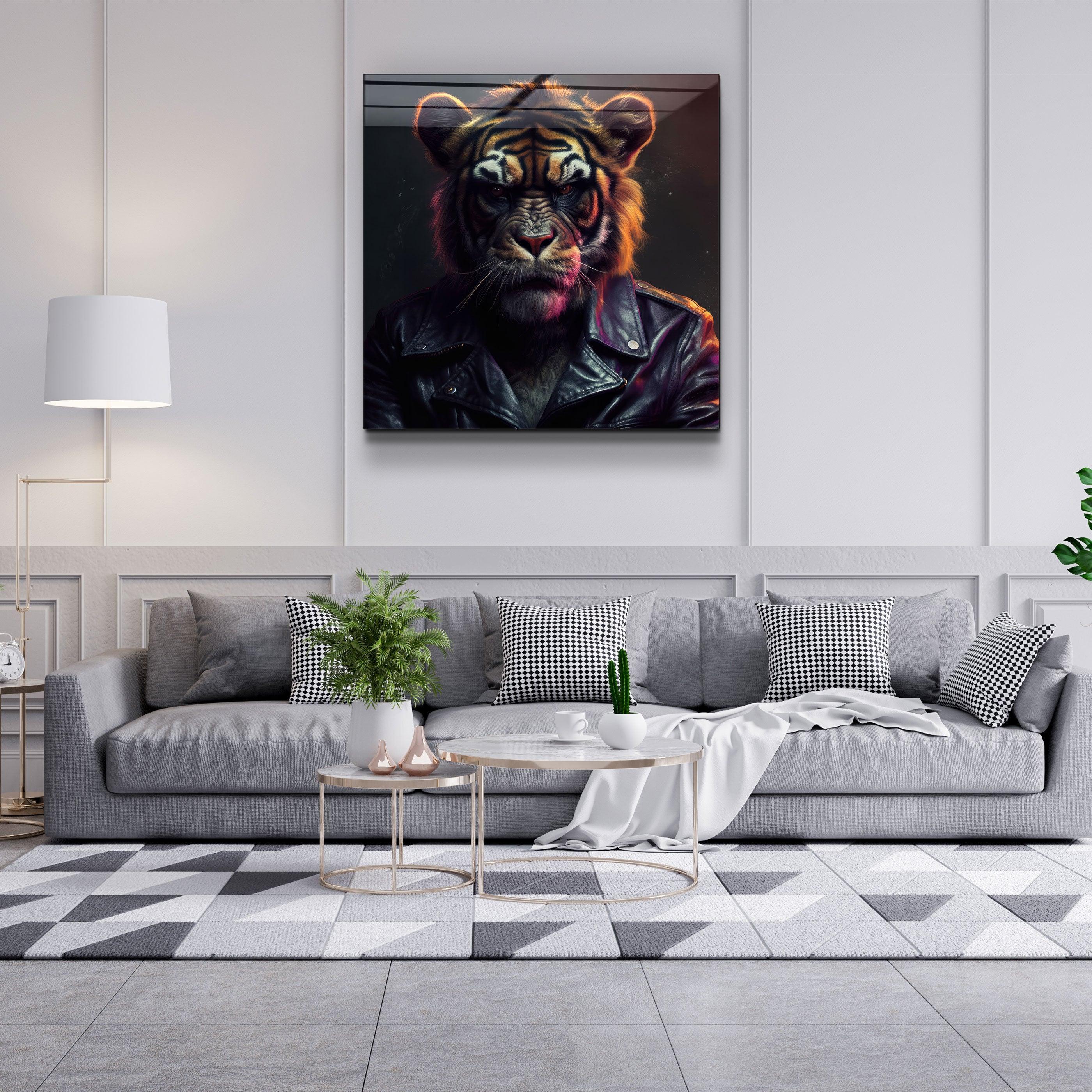 ."Tiger Monkey". Designers Collection Glass Wall Art - ArtDesigna Glass Printing Wall Art