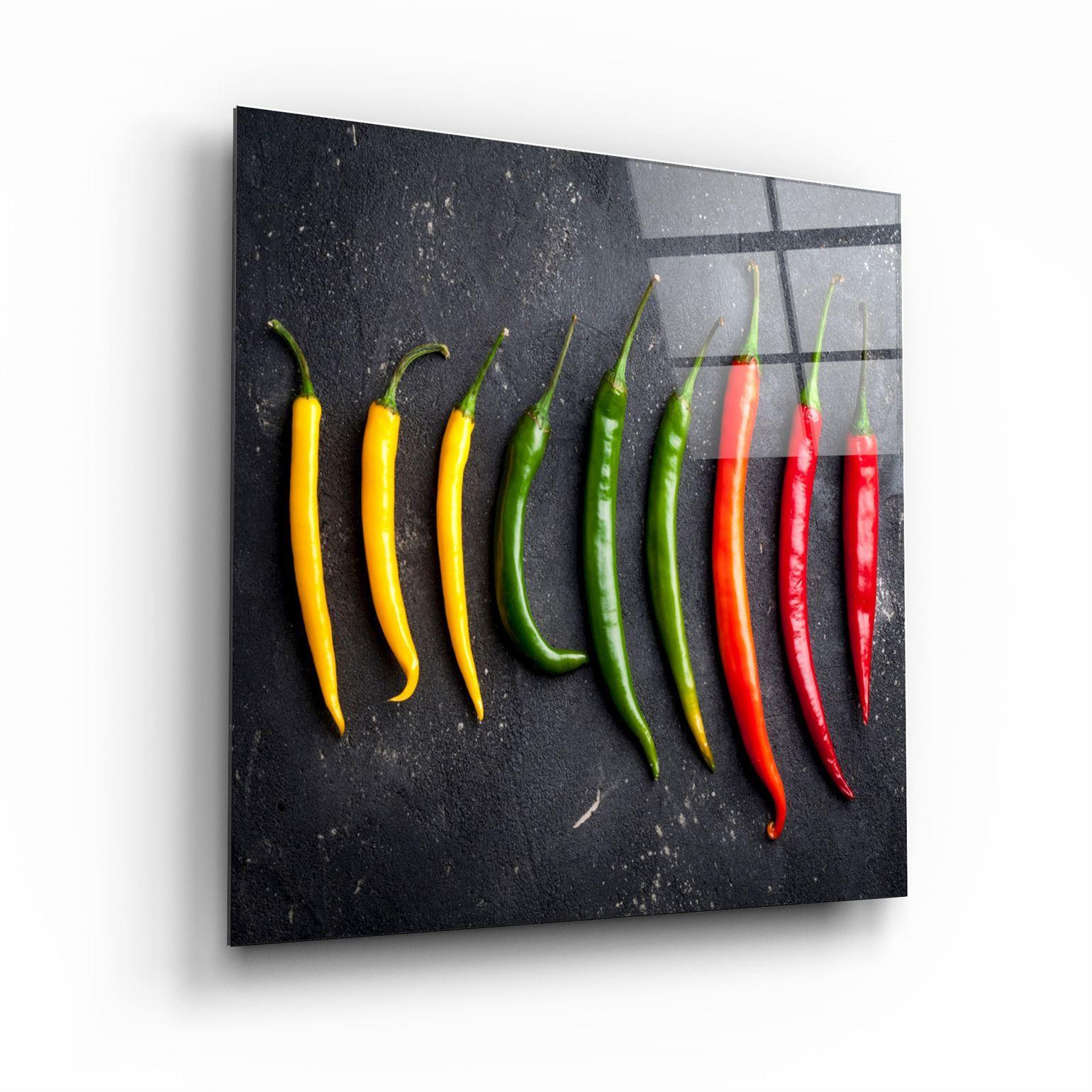 ・"Colorful Peppers"・Glass Wall Art - ArtDesigna Glass Printing Wall Art
