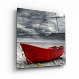 Solitude: The Red Vessel | Glass Wall Art