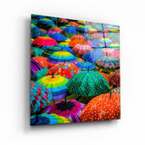 Colorful Umbrellas | Glass Wall Art