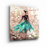 ・"Woman (Green)"・Glass Wall Art - ArtDesigna Glass Printing Wall Art