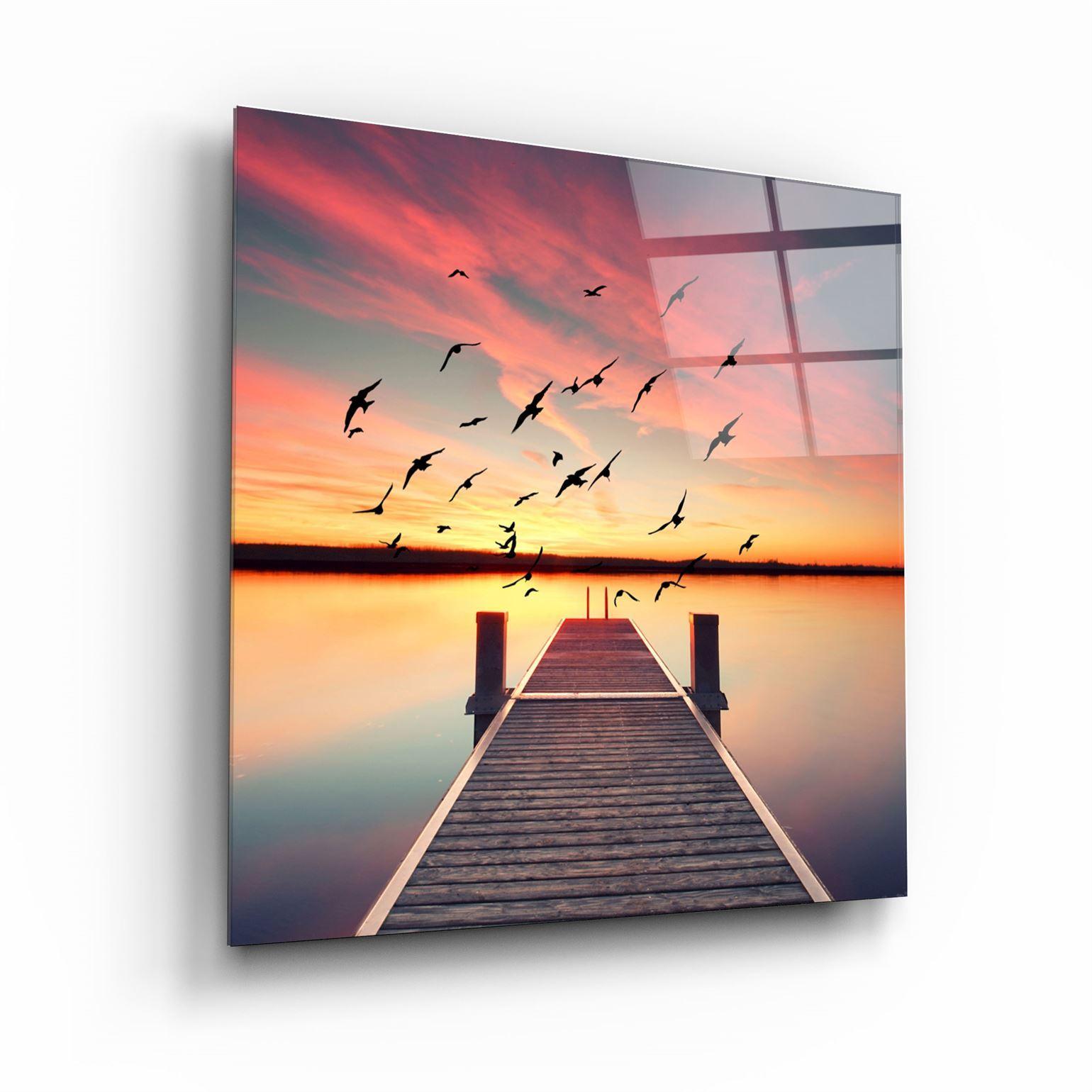 ・"Red Dock"・Glass Wall Art - ArtDesigna Glass Printing Wall Art