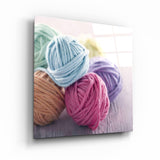 Colored Yarn Balls | Glass Wall Art
