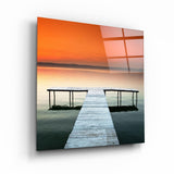 ・"Orange Sunset over the Quay"・Glass Wall Art