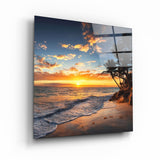 ・"Palm Trees - Sunset"・Glass Wall Art