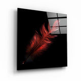 Red Feather | Glass Wall Art
